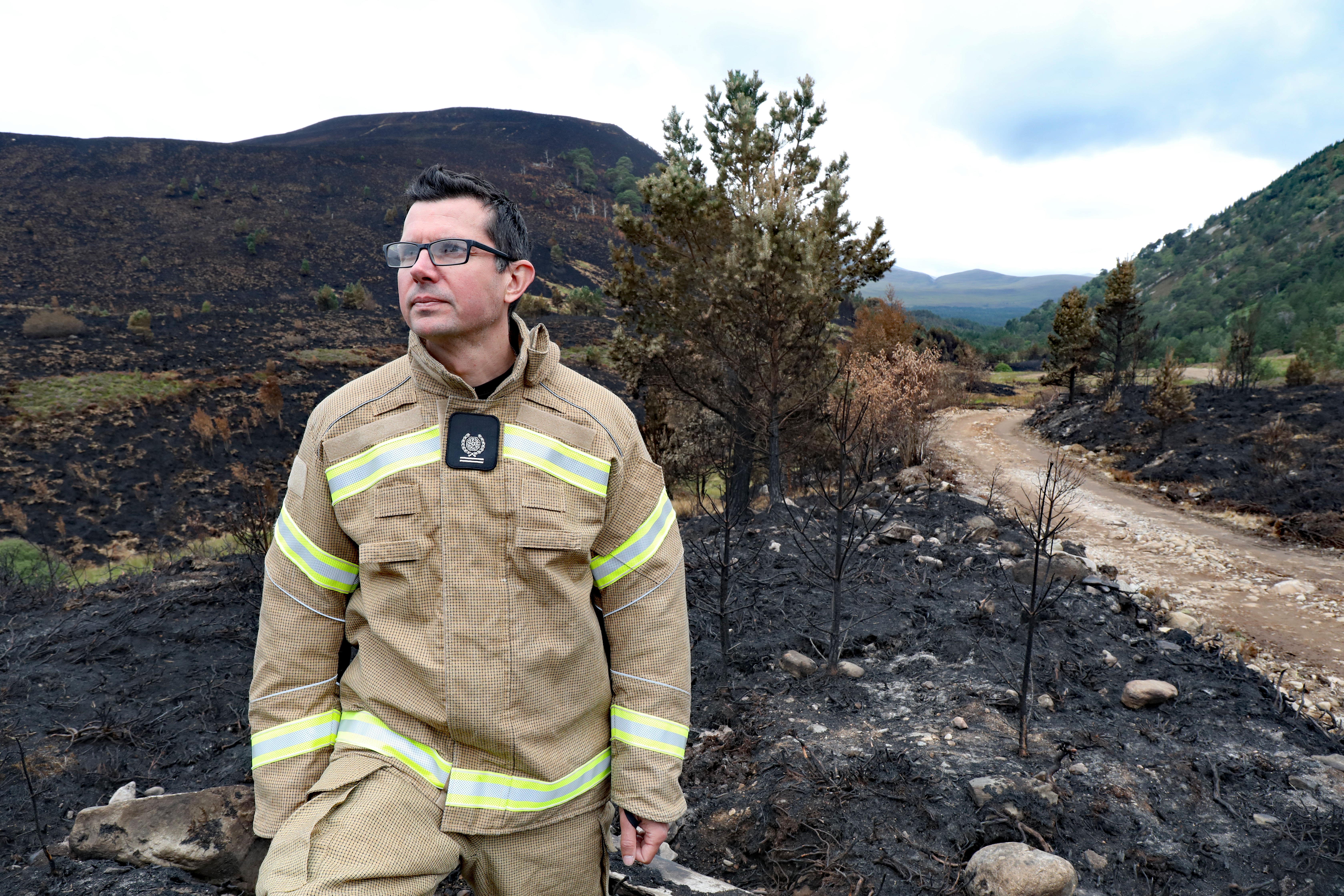 Michael Humphreys near Ryvoan Bothy in the Cairngorms where the wildfire is thought to have started (Peter Jolly/PA) (PA Wire)