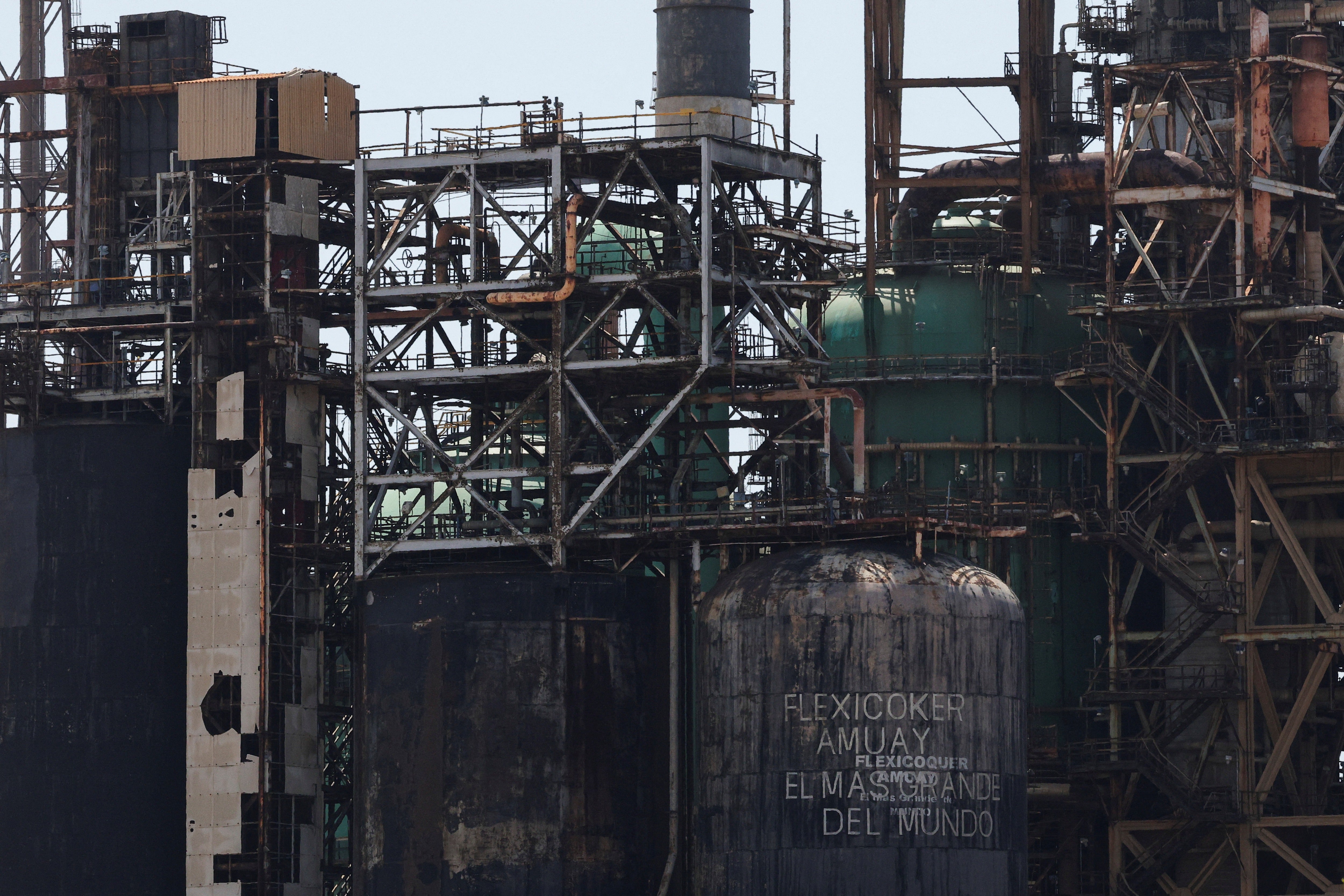 Infrastructure of the Amuay refinery, part of the Paraguana Refining Center, as years of underinvestment, equipment failures and shortages have hampered fuel production in Venezuela