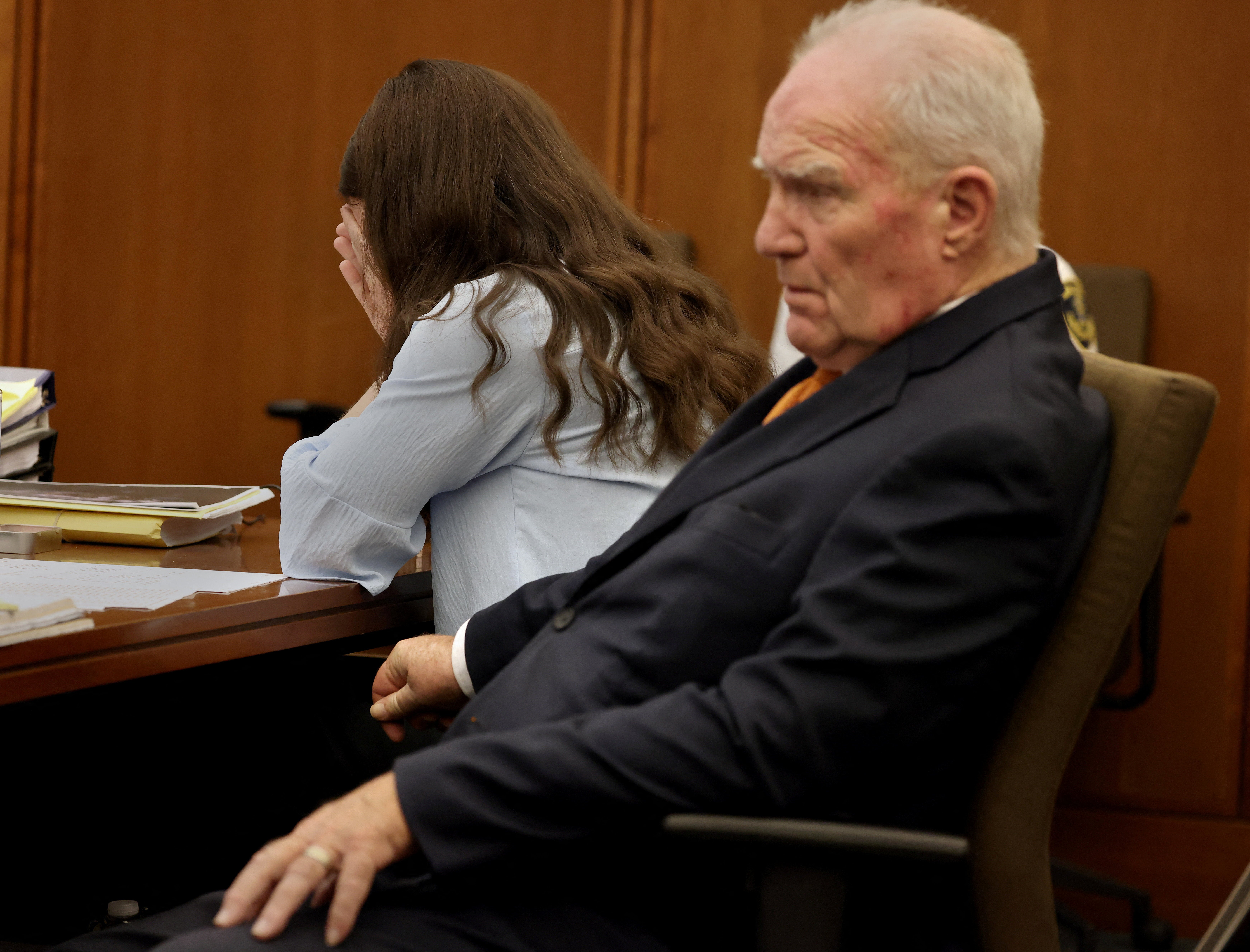 Lindsay Clancy sobbed in court on Wednesday while jurors listened to her former husband’s 911 call (Reuters)