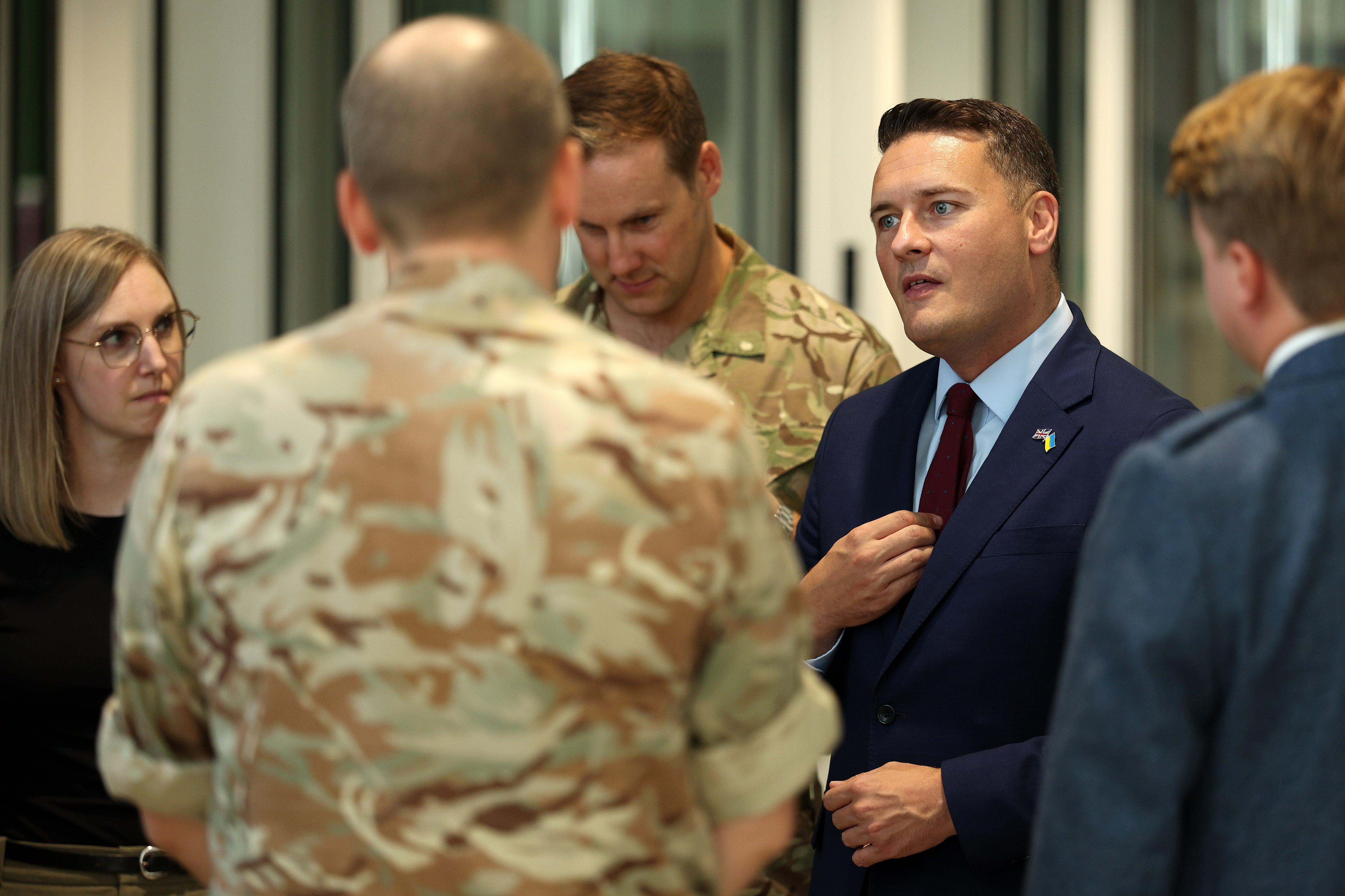 Defence Secretary Wes Streeting talks with military personnel during his visit to the UK Military's Permanent Joint Headquarters