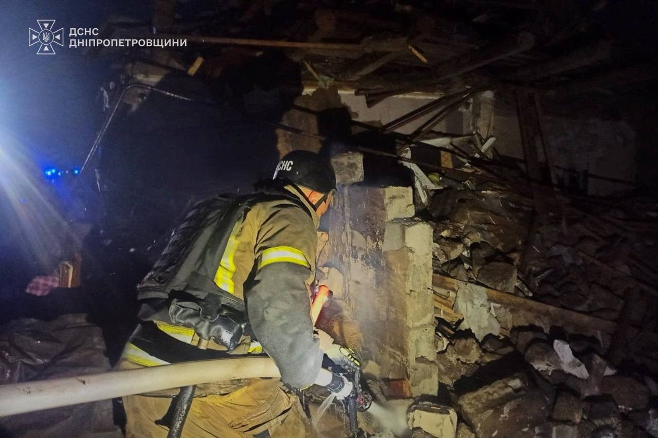 A rescuer works following a Russian missile strike at a location given as Kryvyi Rih, Dnipropetrovsk region, Ukraine