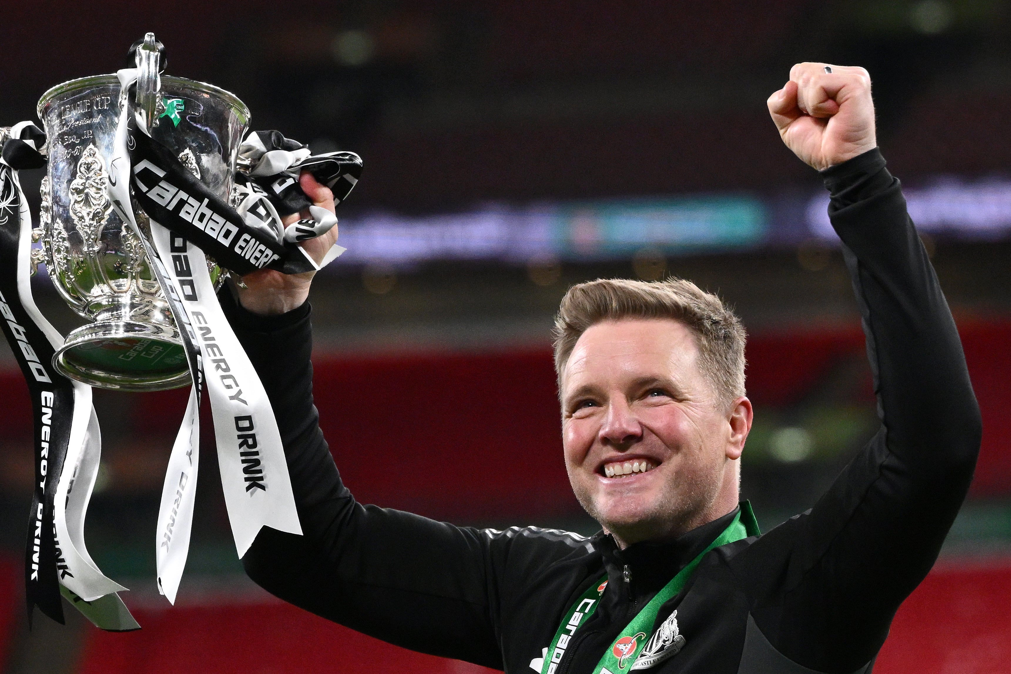 Howe led Newcastle to their first domestic trophy in 70 years (Getty)