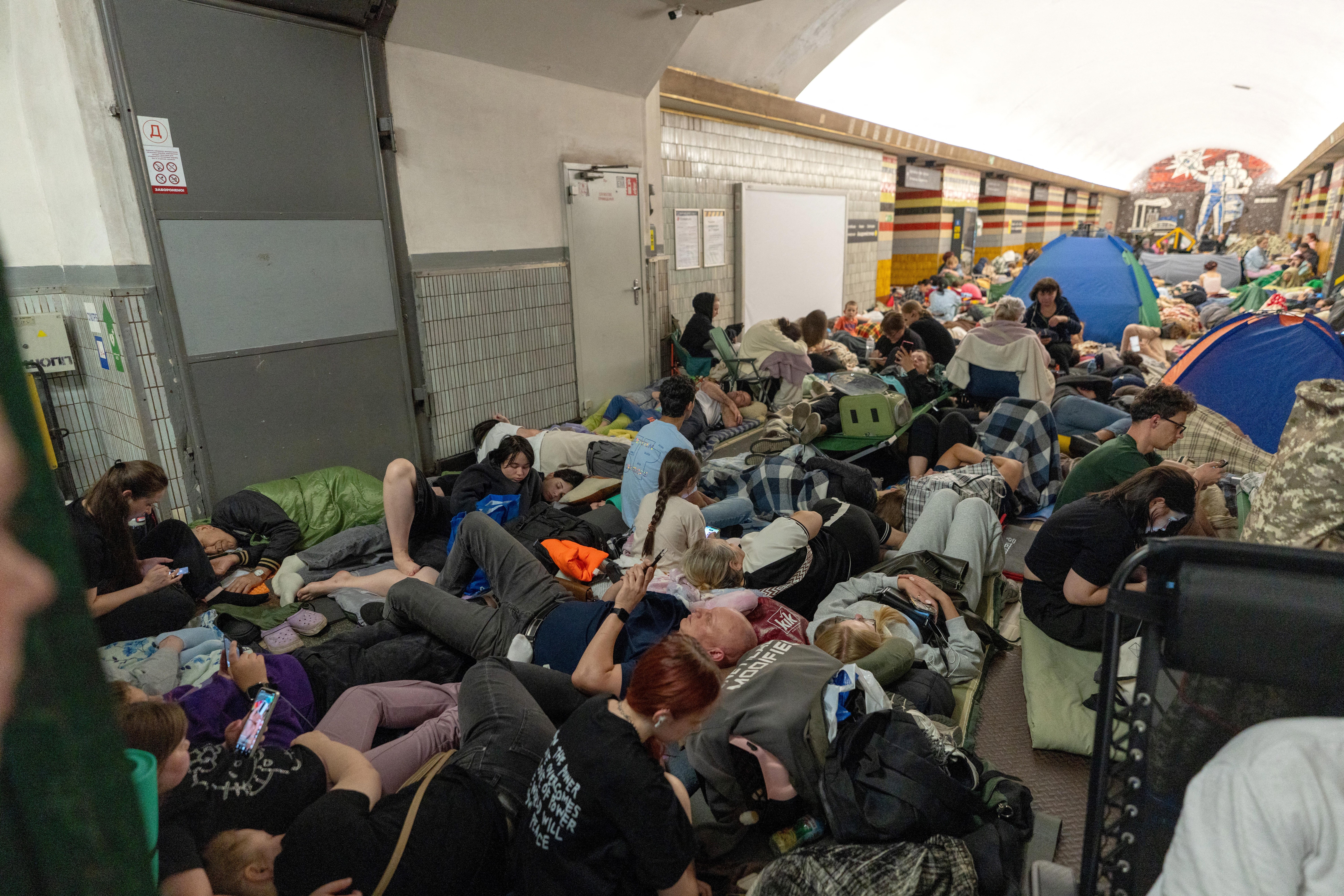 Increasing numbers of people are now seeking shelter from Russian attacks in metro stations
