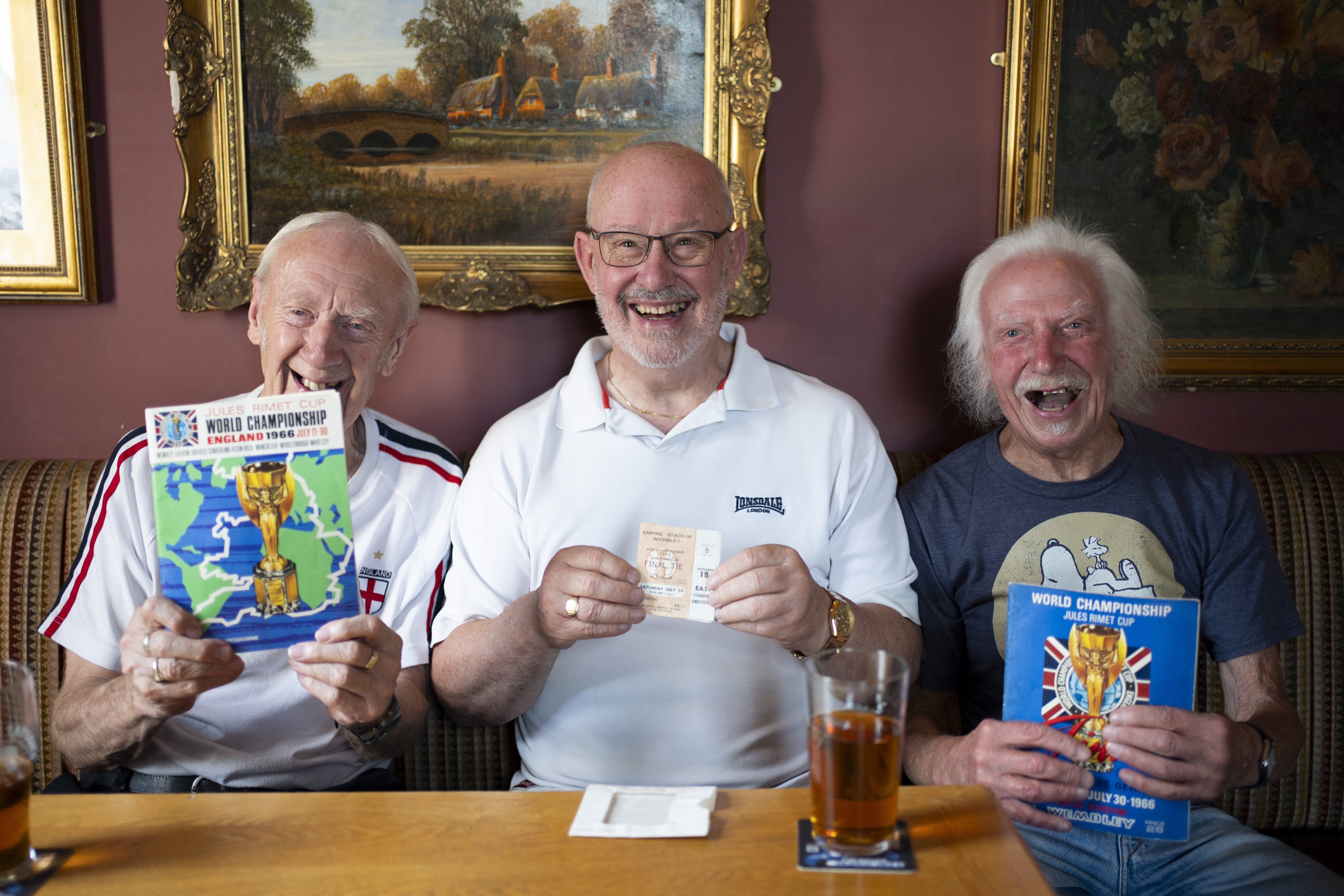 Norman Cooper, Derek Scott and Ray Liberty at the Nascot Arms in Watford (Ben Whitley/PA) (PA Wire)
