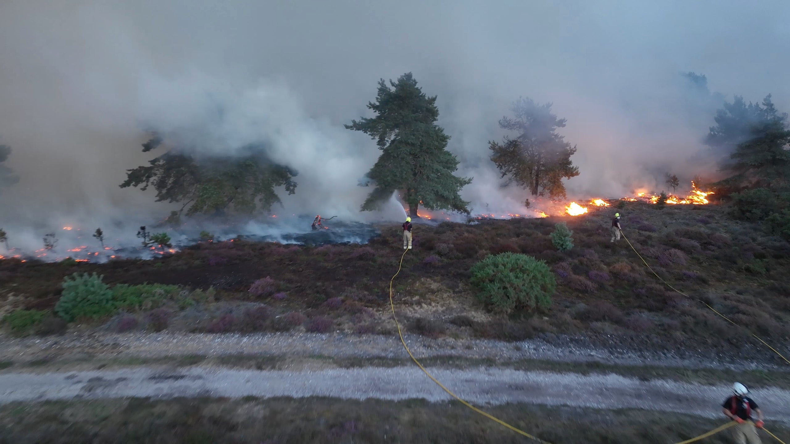 Fire crews are continuing to tackle the blaze