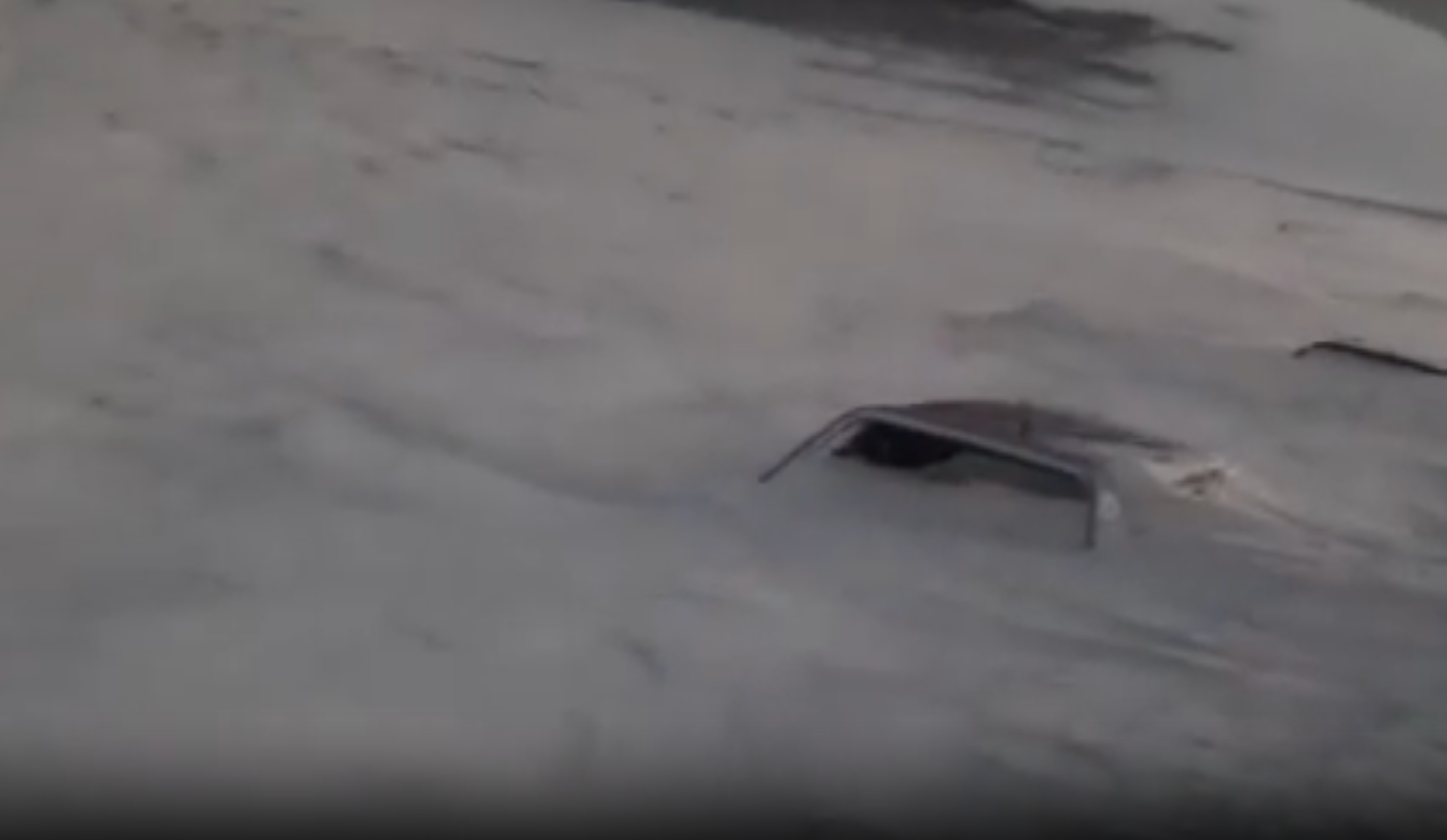 Only the roof of some vehicles was still visible after hours trapped in the middle of a snowstorm