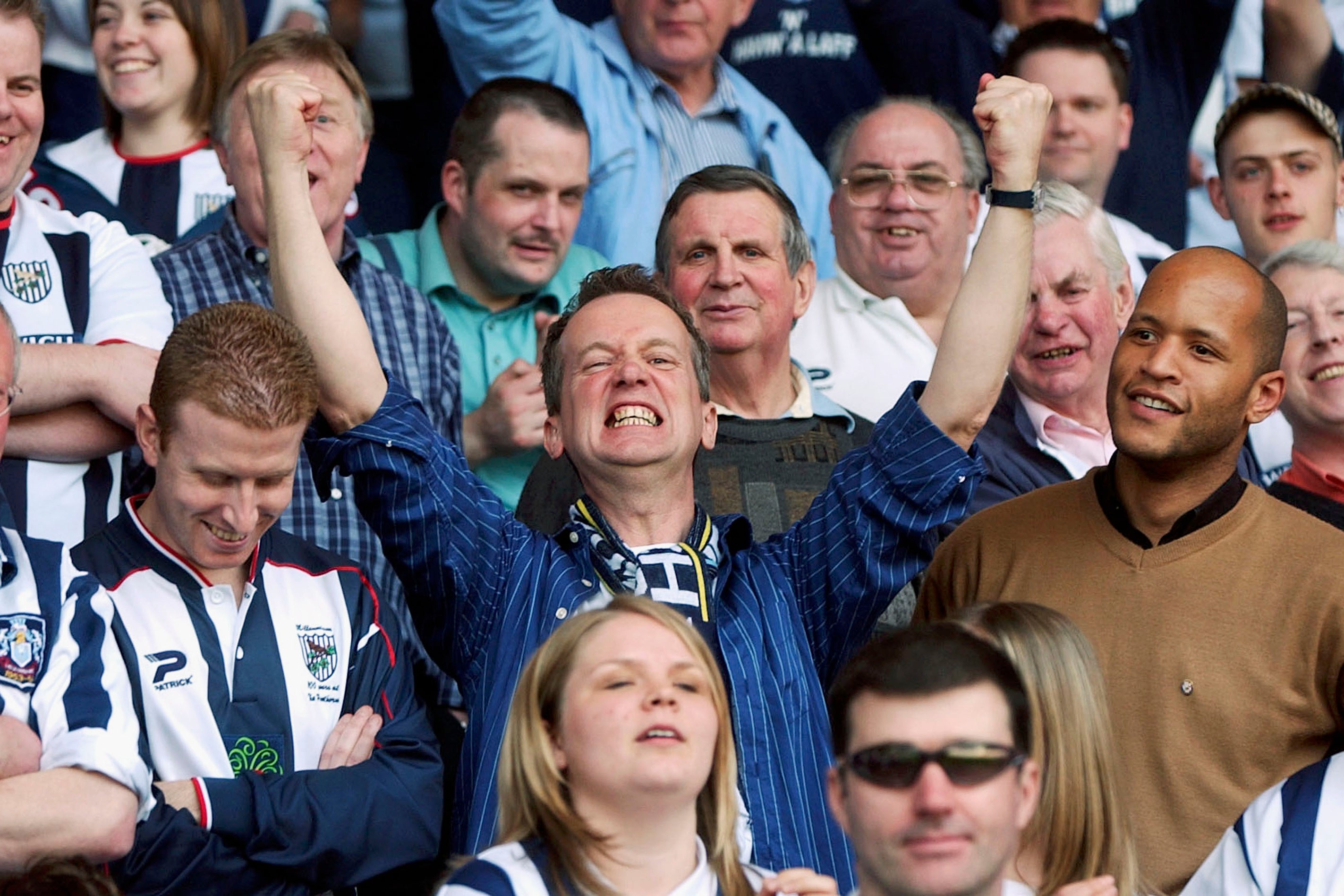 Skinner celebrates at The Hawthorns, following West Brom’s promotion to the Premier League in 2004 (Getty)