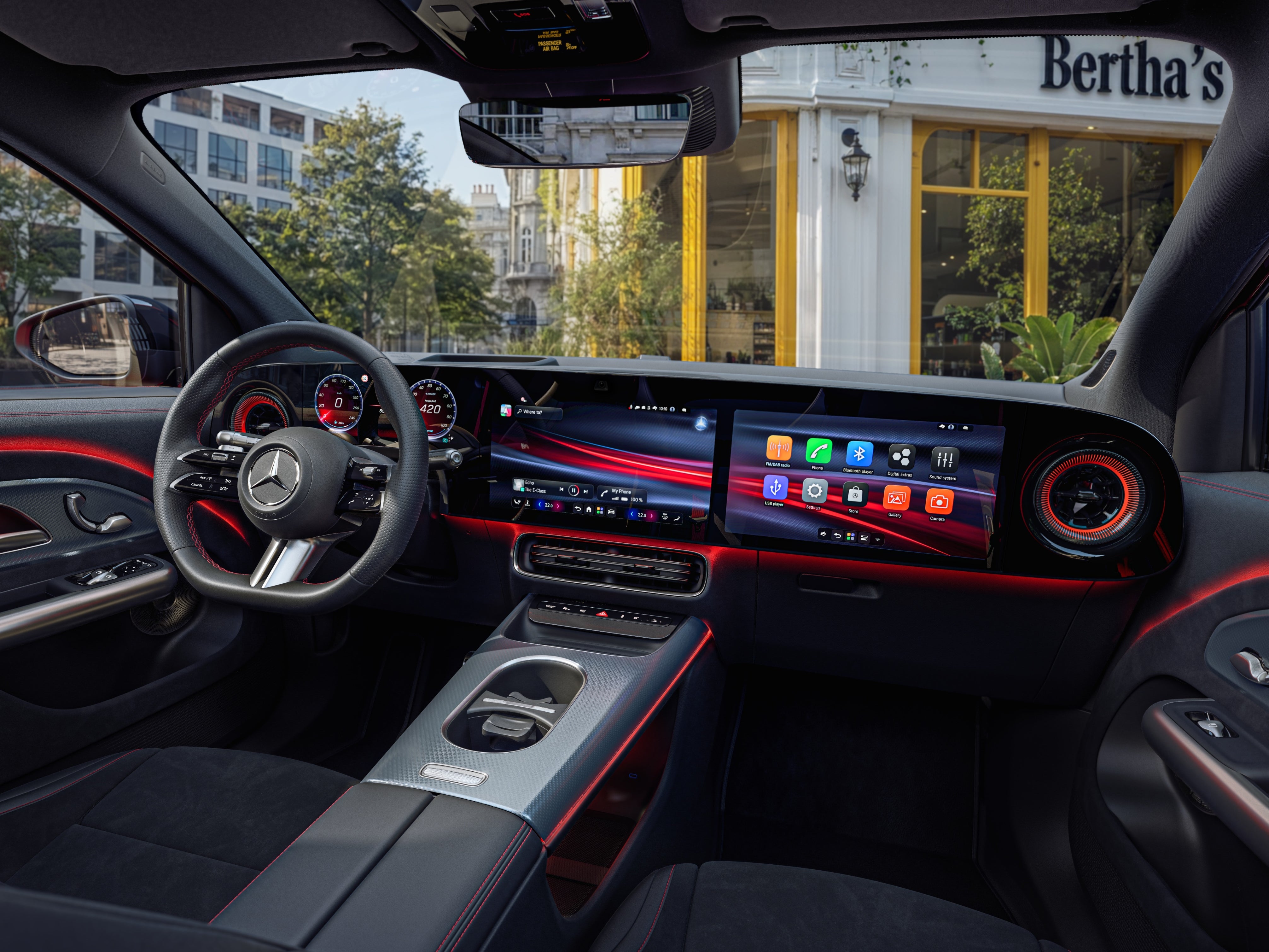 The new Mercedes-Benz GLA can feature the company's ginormous superscreen across the whole of the dash. It gets AI from Google Gemini, Microsoft Bing and Chat GPT (Mercedes-Benz)