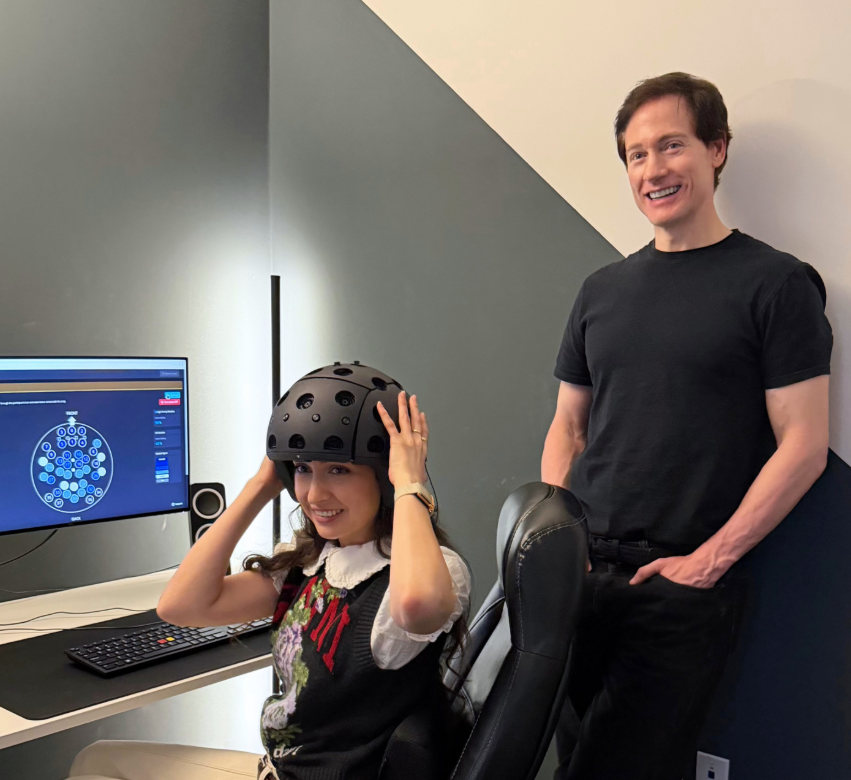 Bryan Johnson and Kate Tolo pose for a photo together. Tolo will undergo a major effort to collect millions of data points related to her menstrual cycle in an effort to better understand women’s health