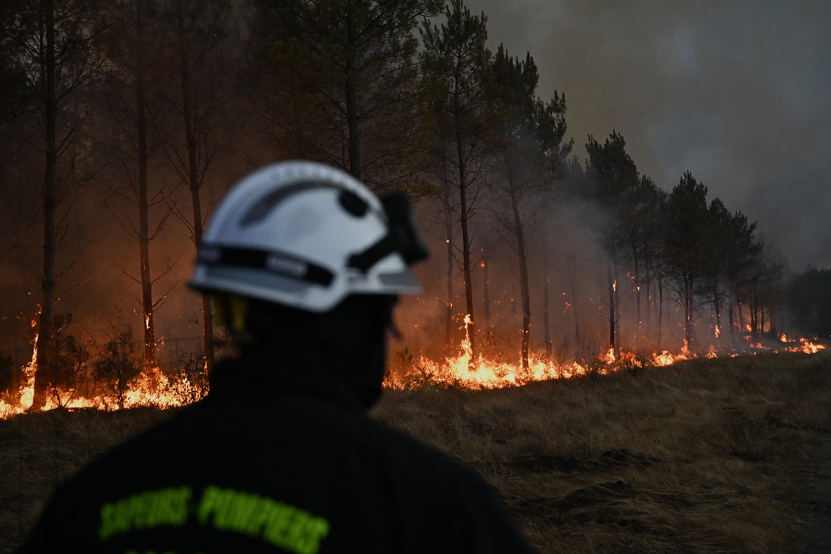 Firefighters work to extinguish remaining hot spots of southwestern France wildfire