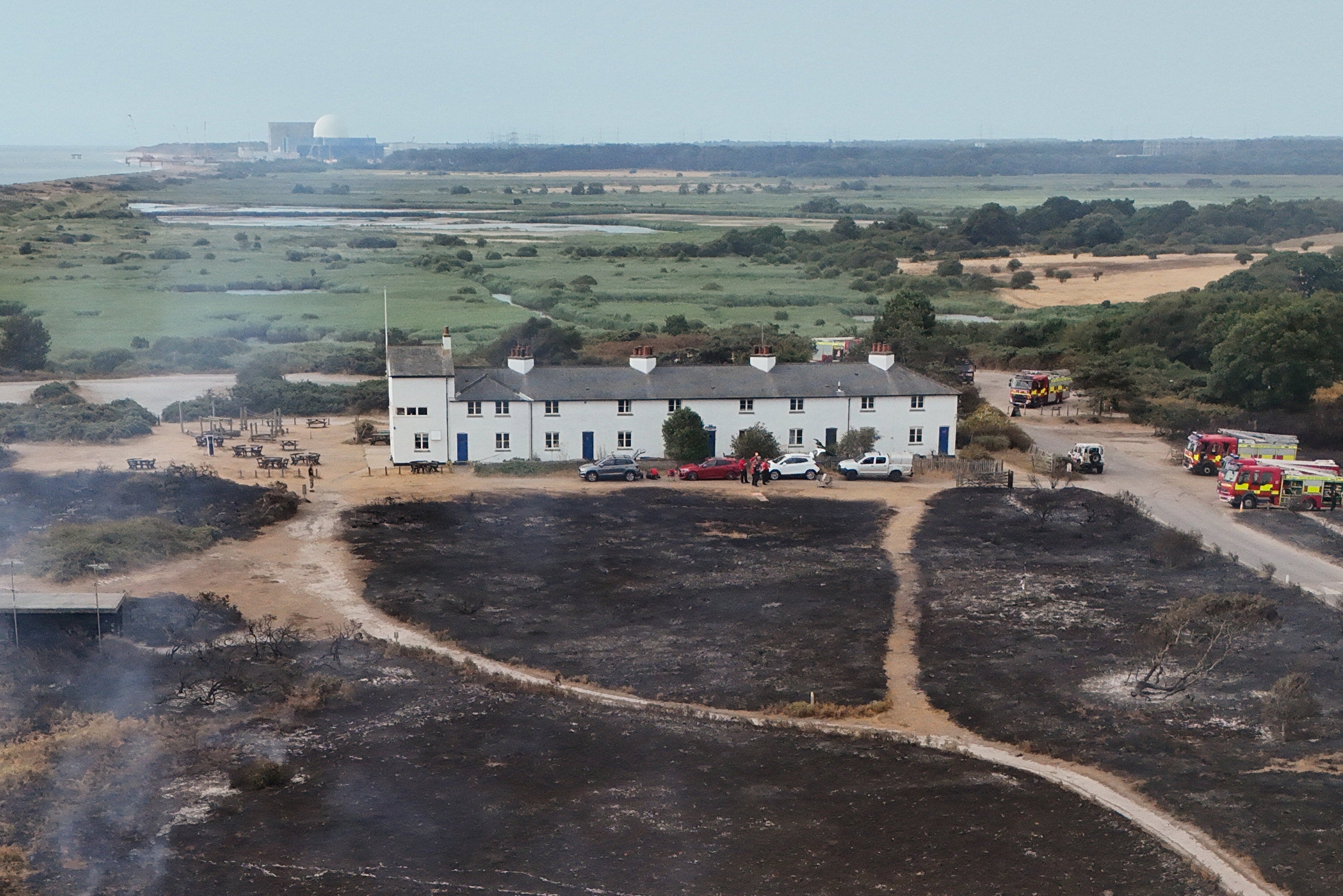 Scorched woodland near Dunwich after the coastal heathland blaze began on Wednesday (Reuters)