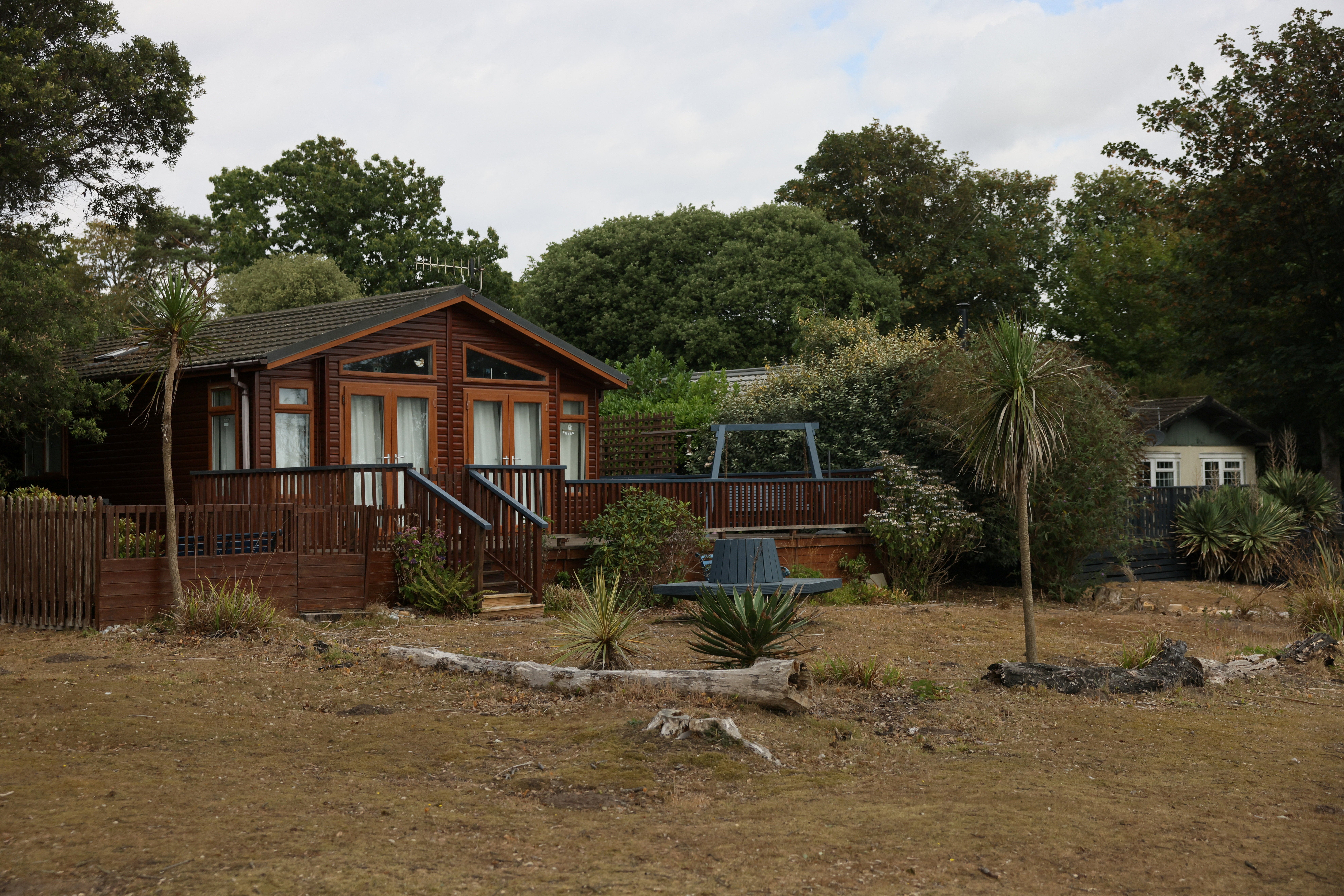 Cottages sit empty after people were evacuated from the holiday park