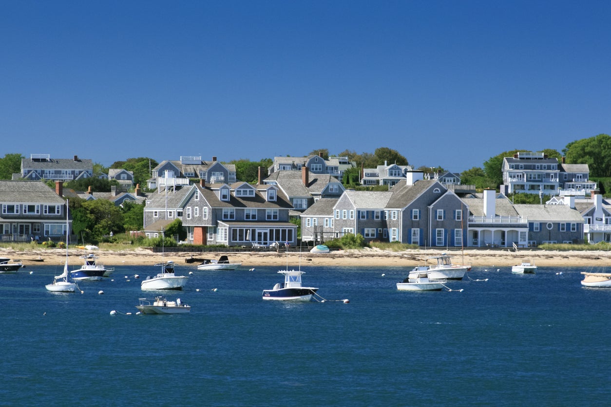 A ‘No Influencers’ sign inside a Nantucket store has prompted debate about how the Massachusetts island is changing (Getty Images)