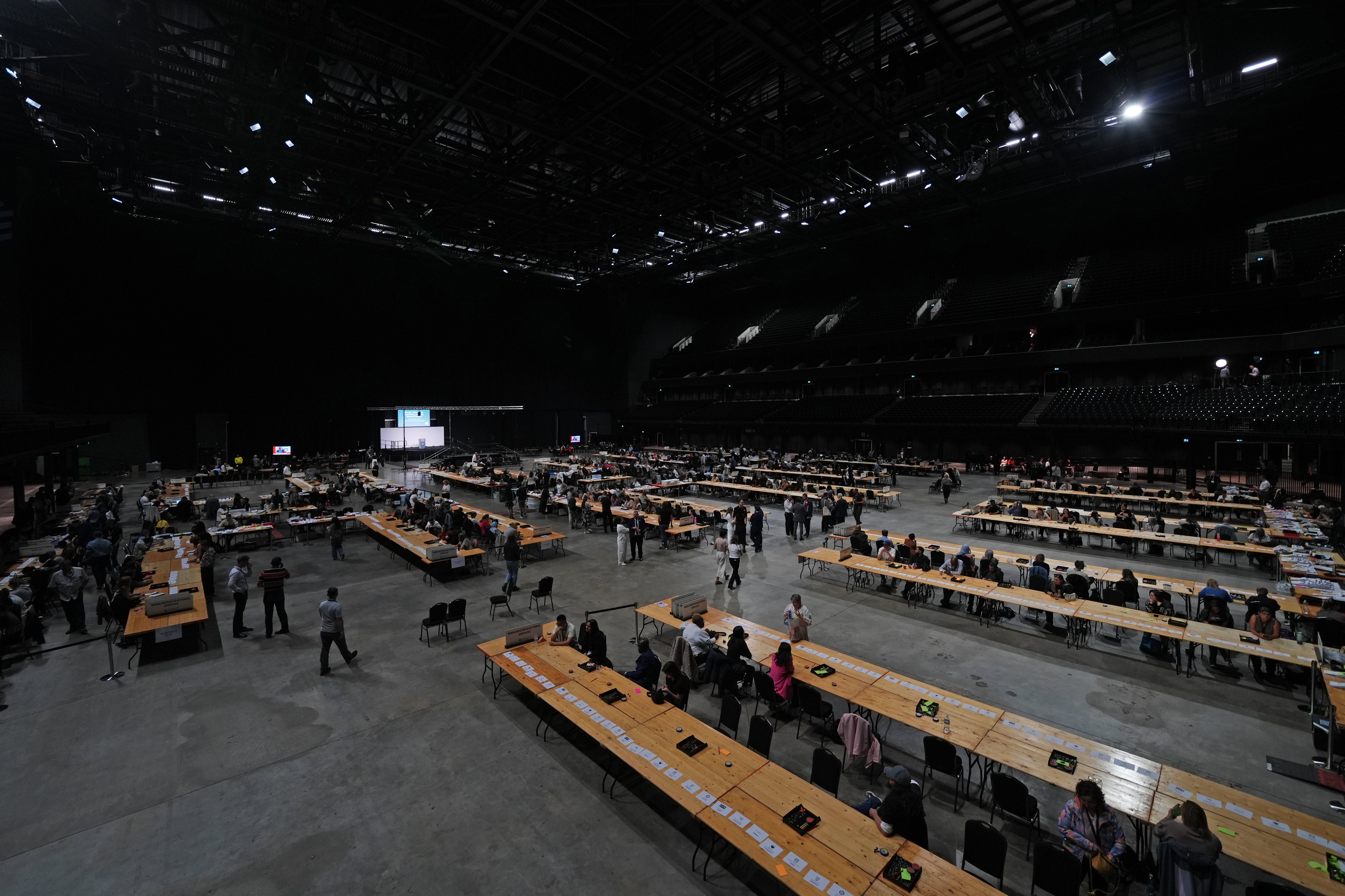 Counting underway for the Greater Manchester mayoral by-election at The Co-op Live in Manchester (PA)