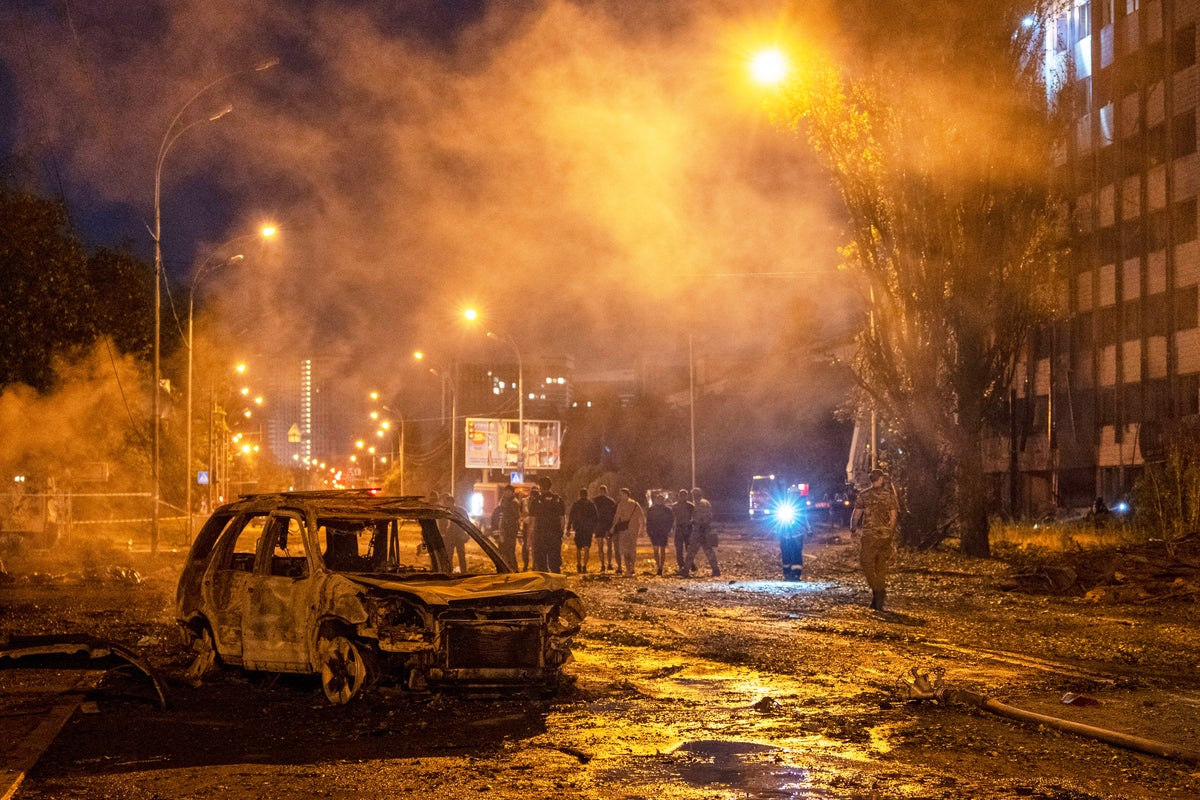 Photos show Russian missile and drone attack on Ukrainian capital Kyiv