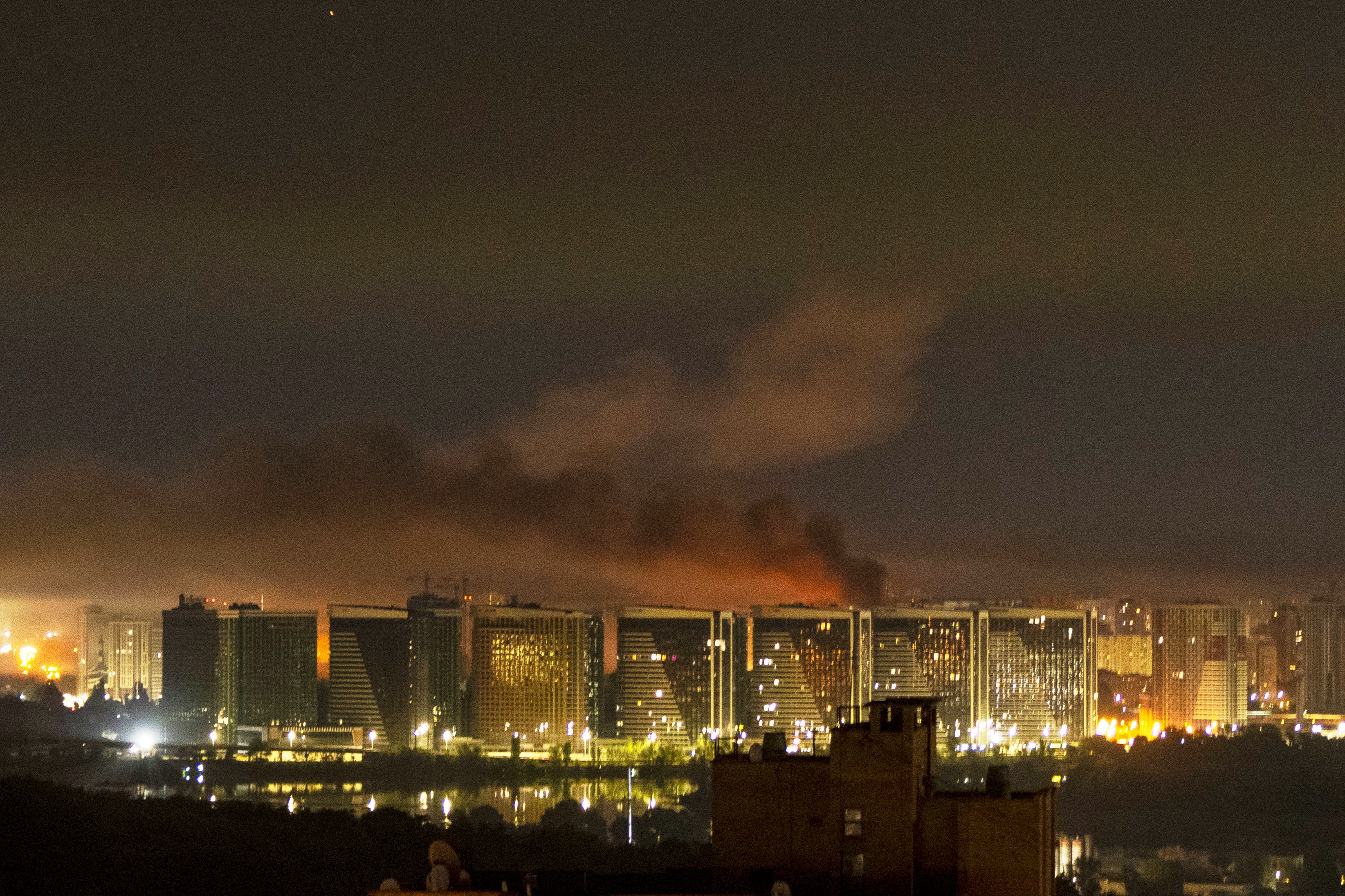 Smoke rises from a building in Kyiv (Copyright 2026. The Associated Press. All rights reserved)