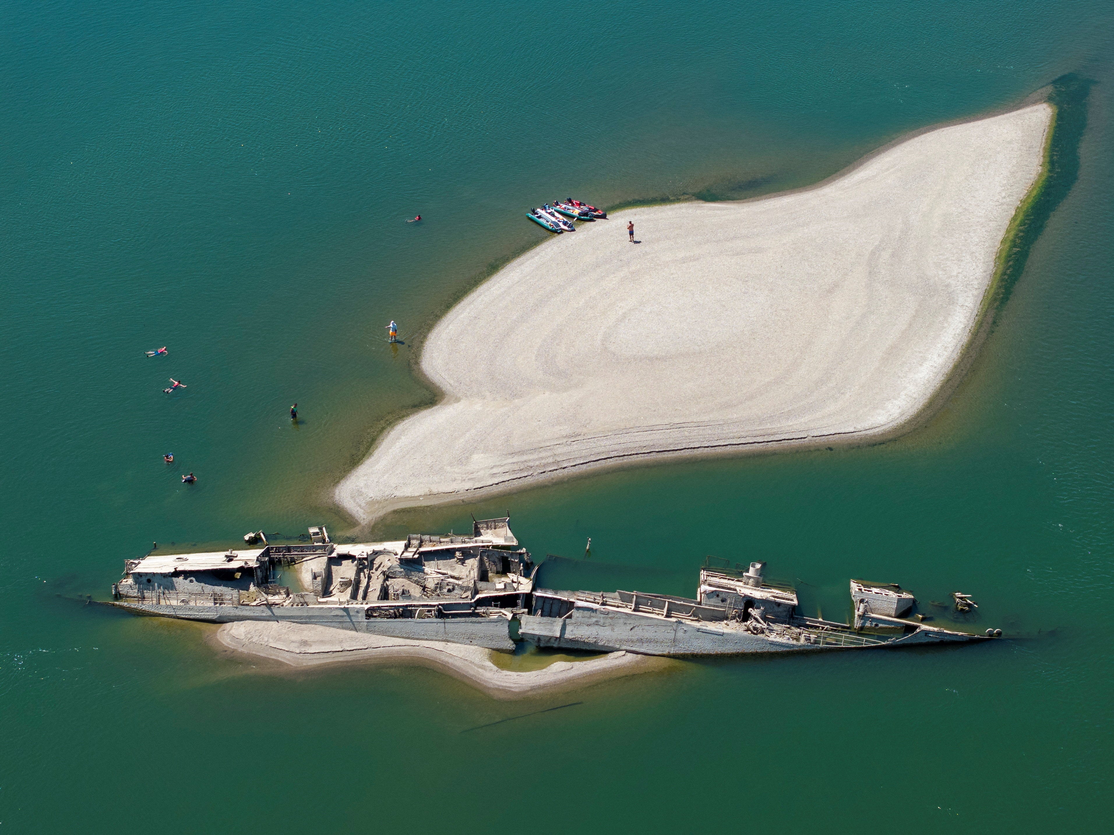 Sunken Nazi warship uncovered in shrinking Danube River as European heatwave lingers on
