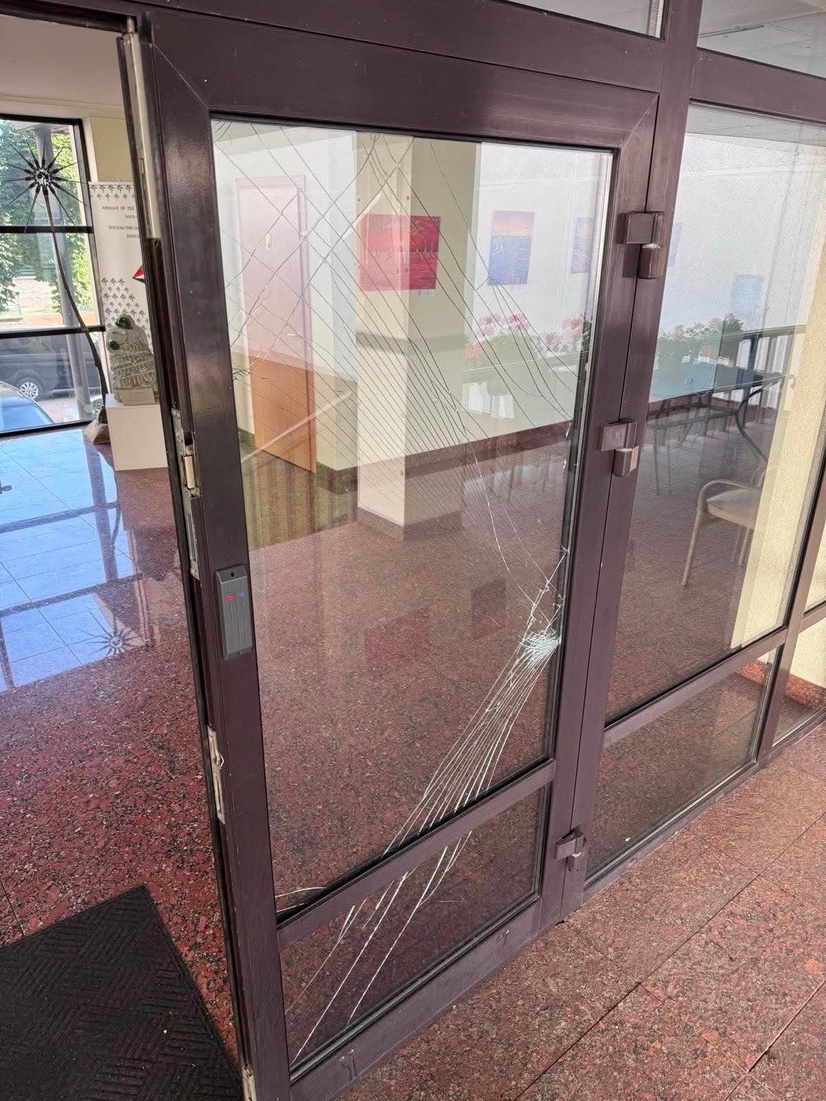 The interior of a damaged building that houses the Embassy of the Republic of Lithuania in Ukraine, after a Russian missile strike, amid Russia's attack on Ukraine, in Kyiv, Ukraine,