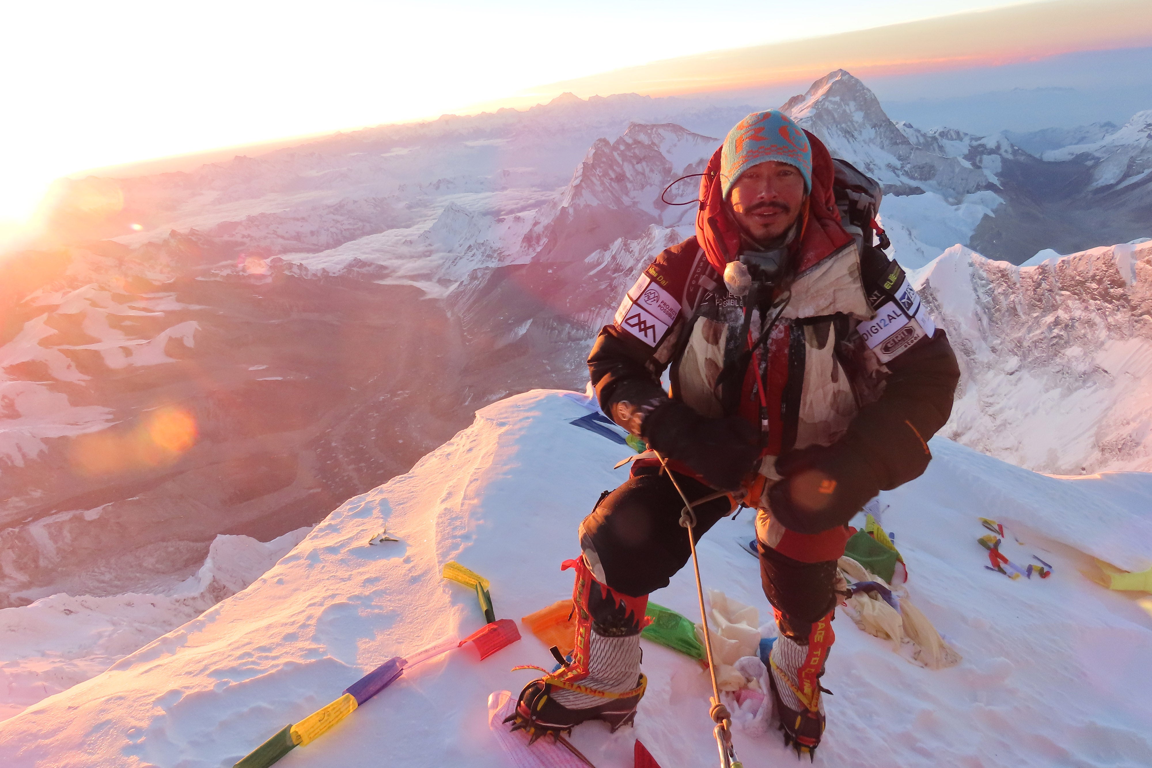 Nirmal Purja of himself on the summit of Everest (PA)