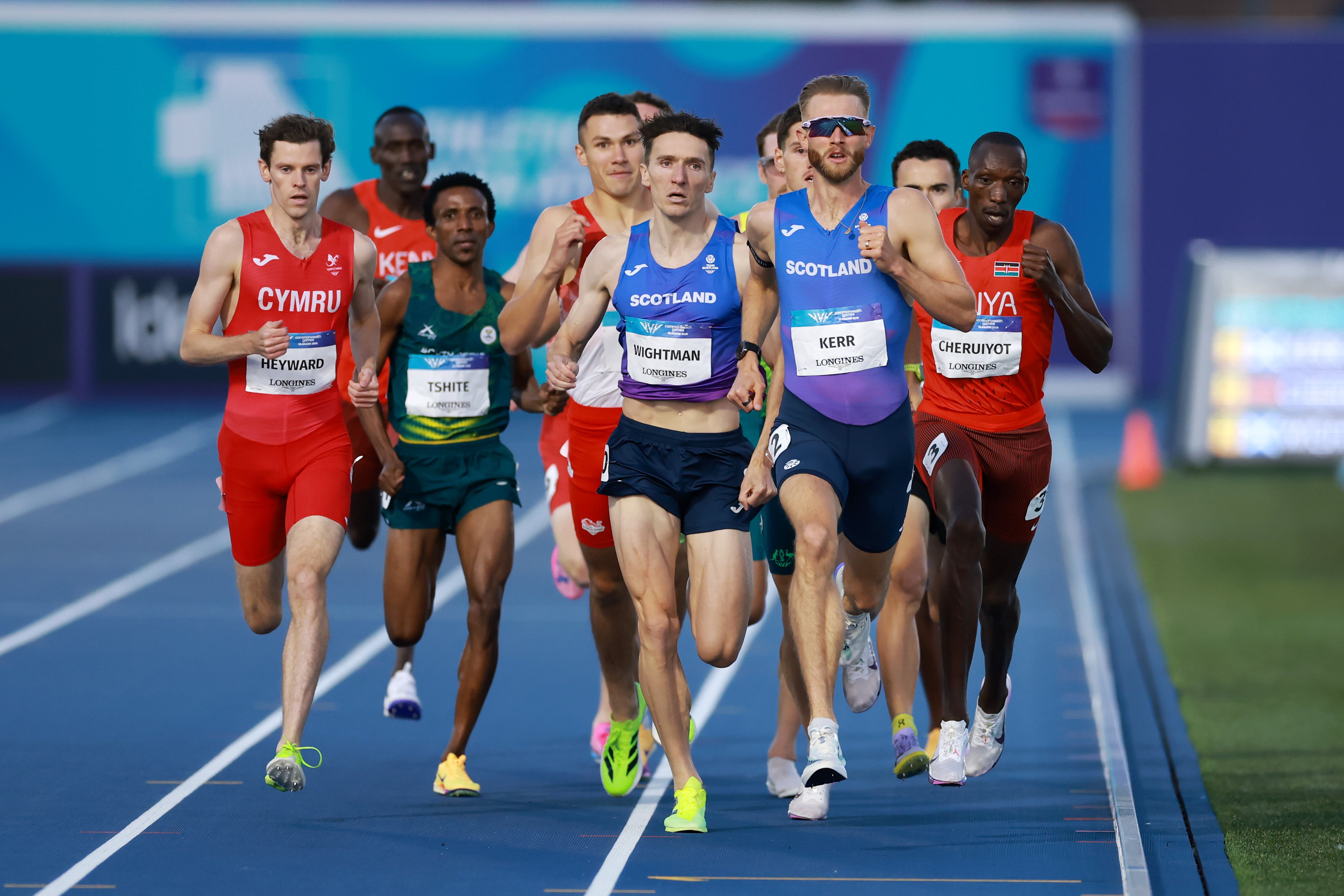 Josh Kerr, leading, on his way to gold in the Men’s Mile at the Commonwealth Games