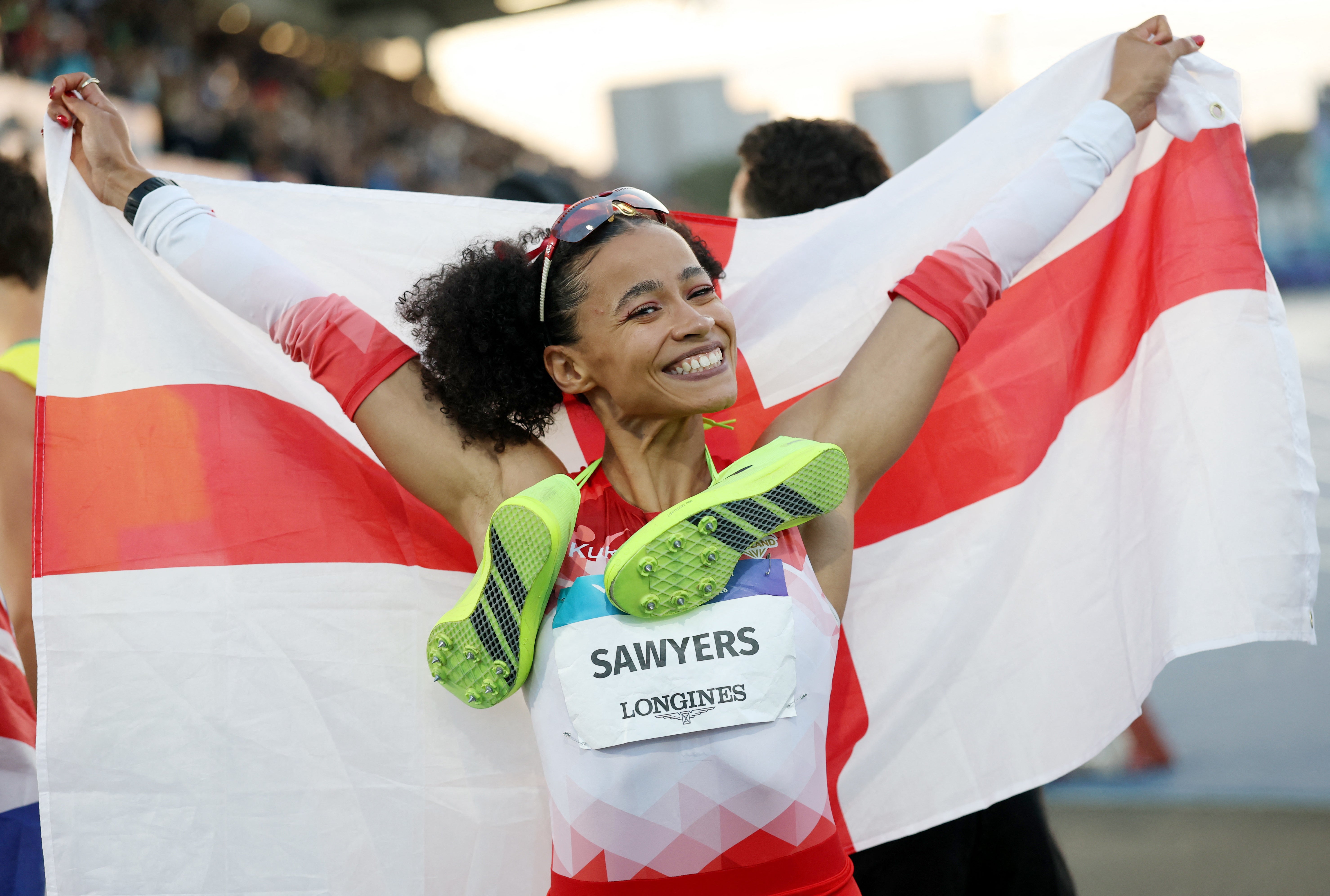 Jazmin Sawyers clinched the gold medal in the women’s long jump