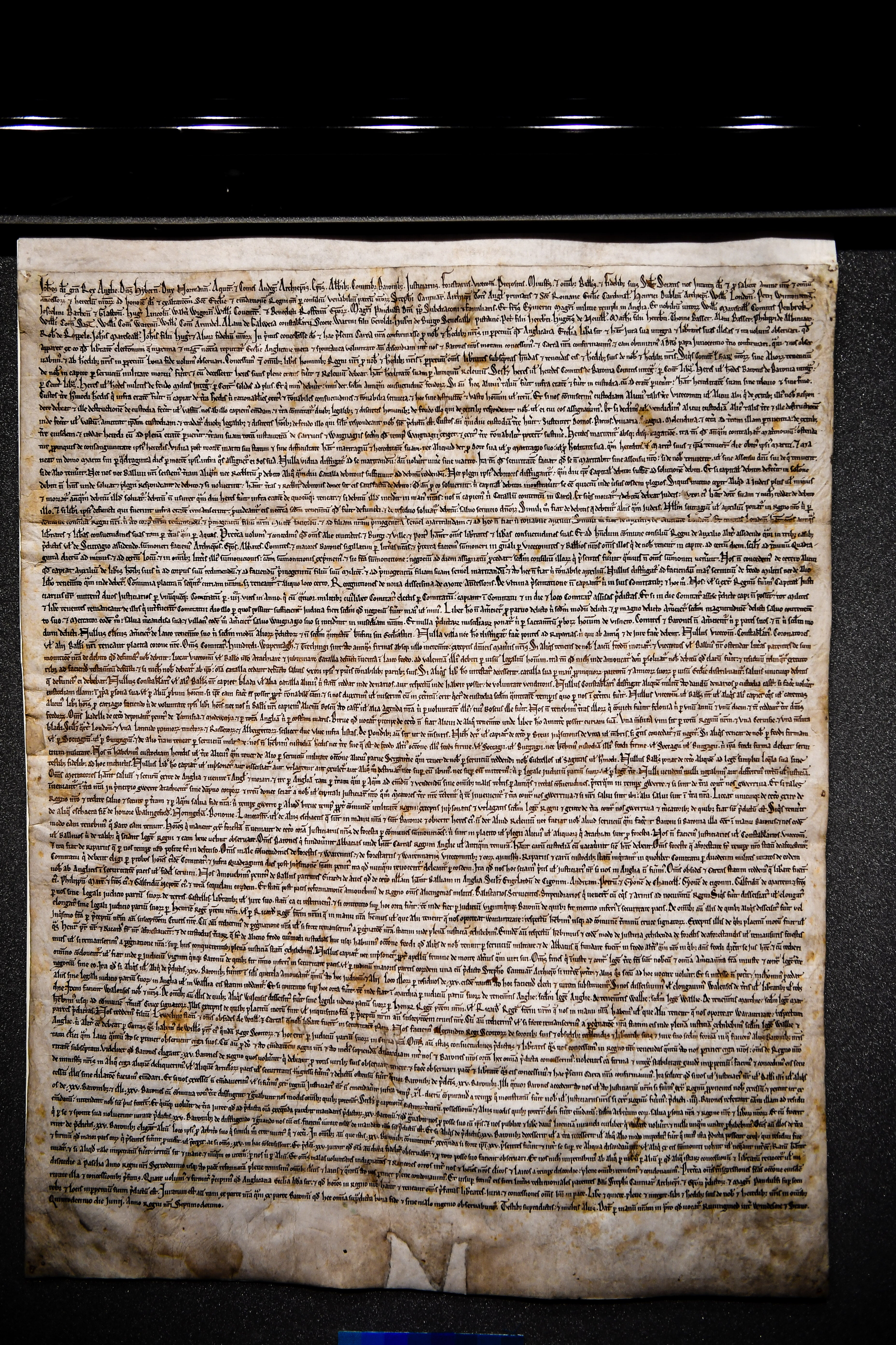 The reinstalled original Magna Carta inside the medieval Chapter House at Salisbury Cathedral (Ben Birchall/PA) (PA Archive)