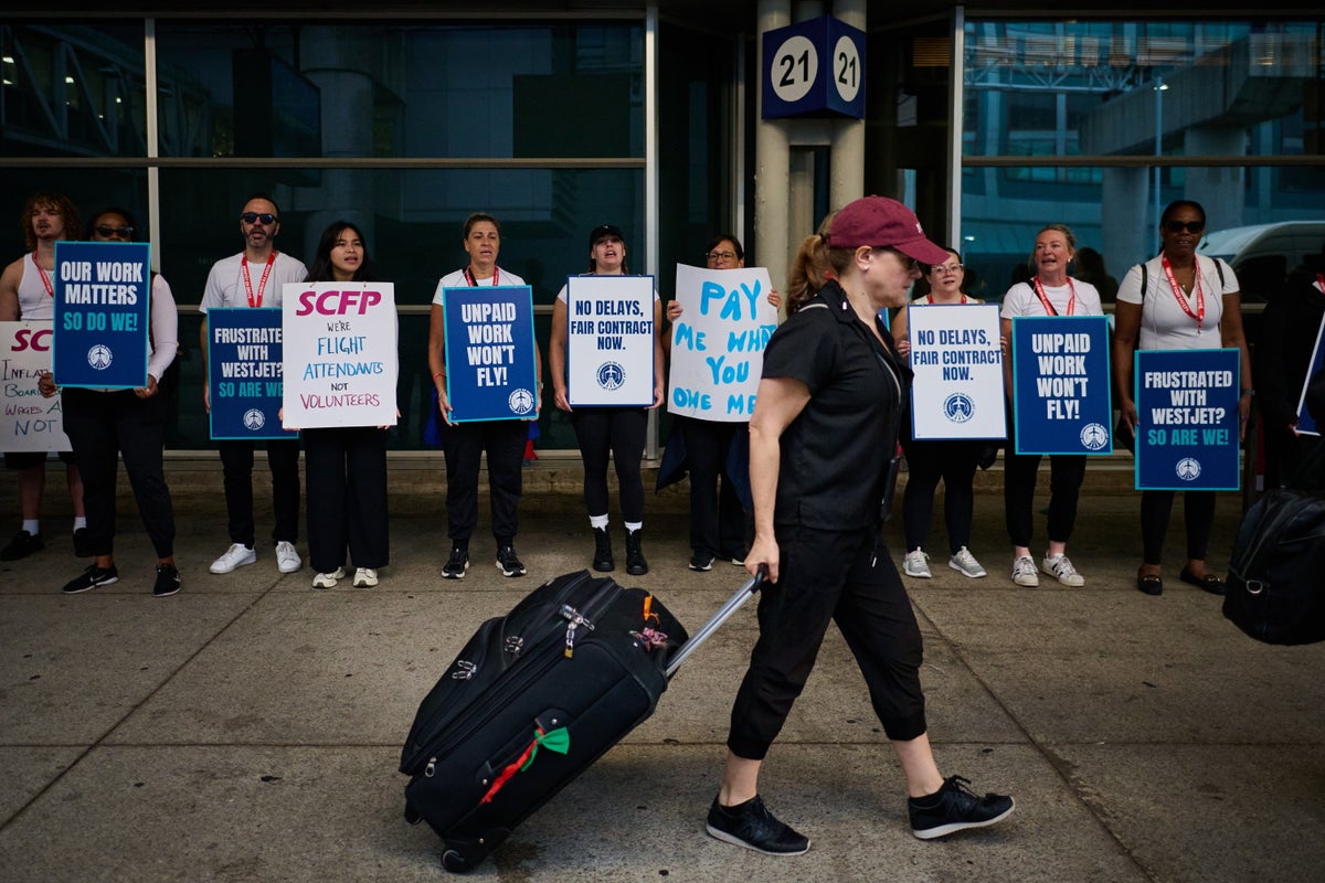 Flight attendants at Canada’s second-biggest airline go on strike