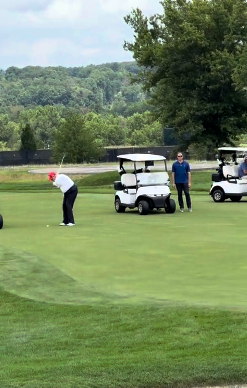 A screenshot from President Donald Trump's latest Truth Social post shows his 'winning shot' at his golf club in Bedminster, New Jersey