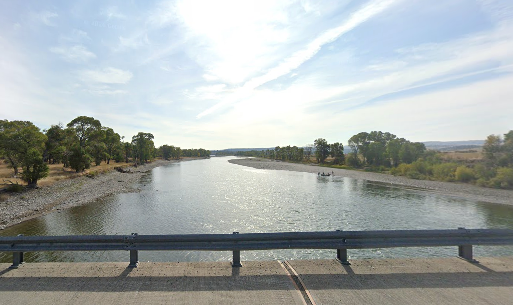 The rescue occurred on July 5 near the Pelican Fishing Access site on the Yellowstone River, officials said. Pictured: a view from the Greycliff Bridge, located a few hundred feet from the site