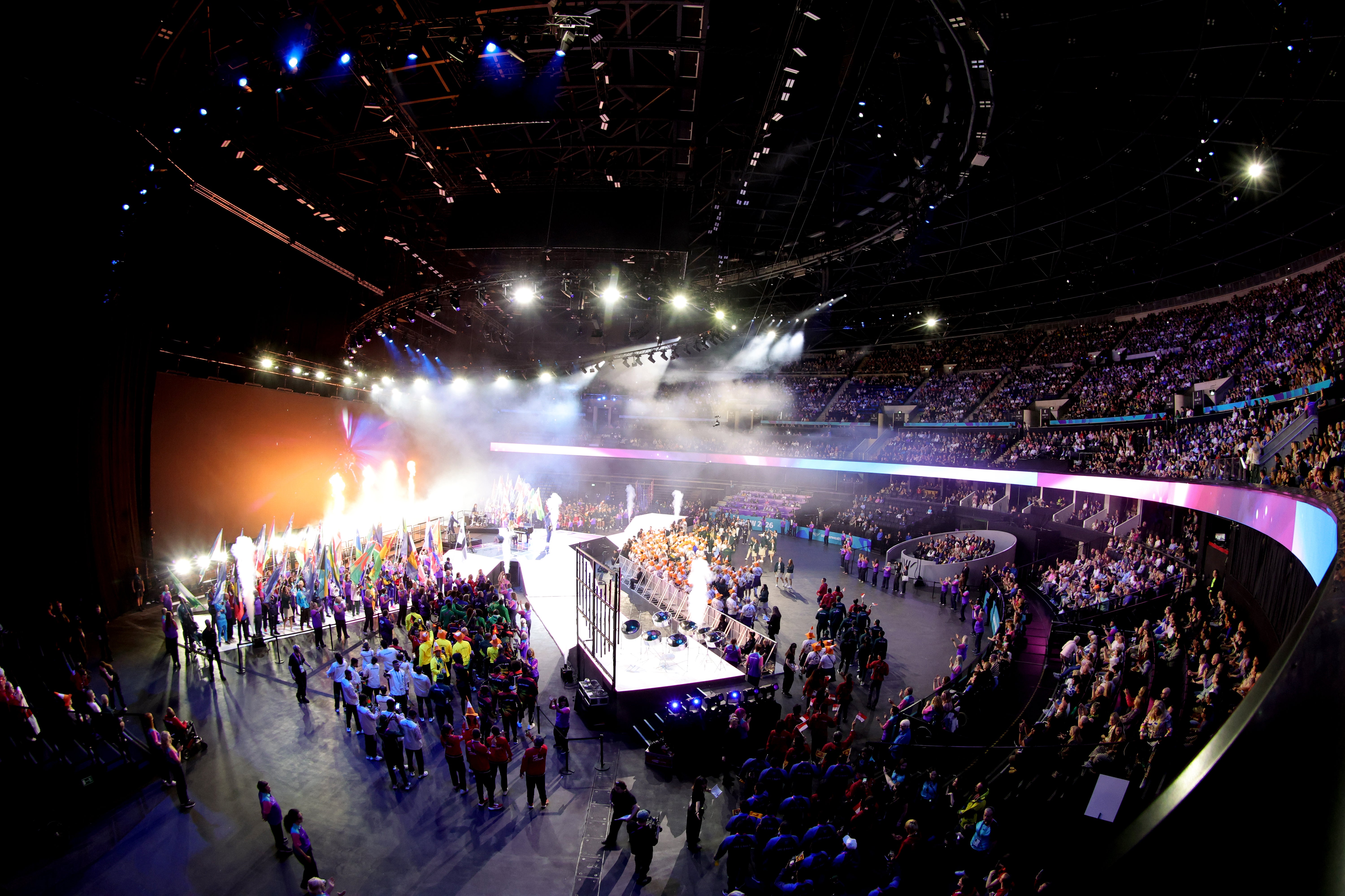 Athletes gathered in the Hydro for the closing ceremony of the Commonwealth Games (Steve Welsh/PA)