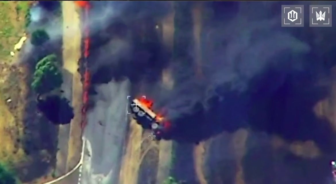 Ukrainian drone strike reportedly destroys Russian fuel trucks in Crimea