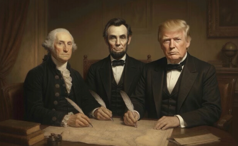 Trump’s latest fictional post puts him next to Washington and Lincoln