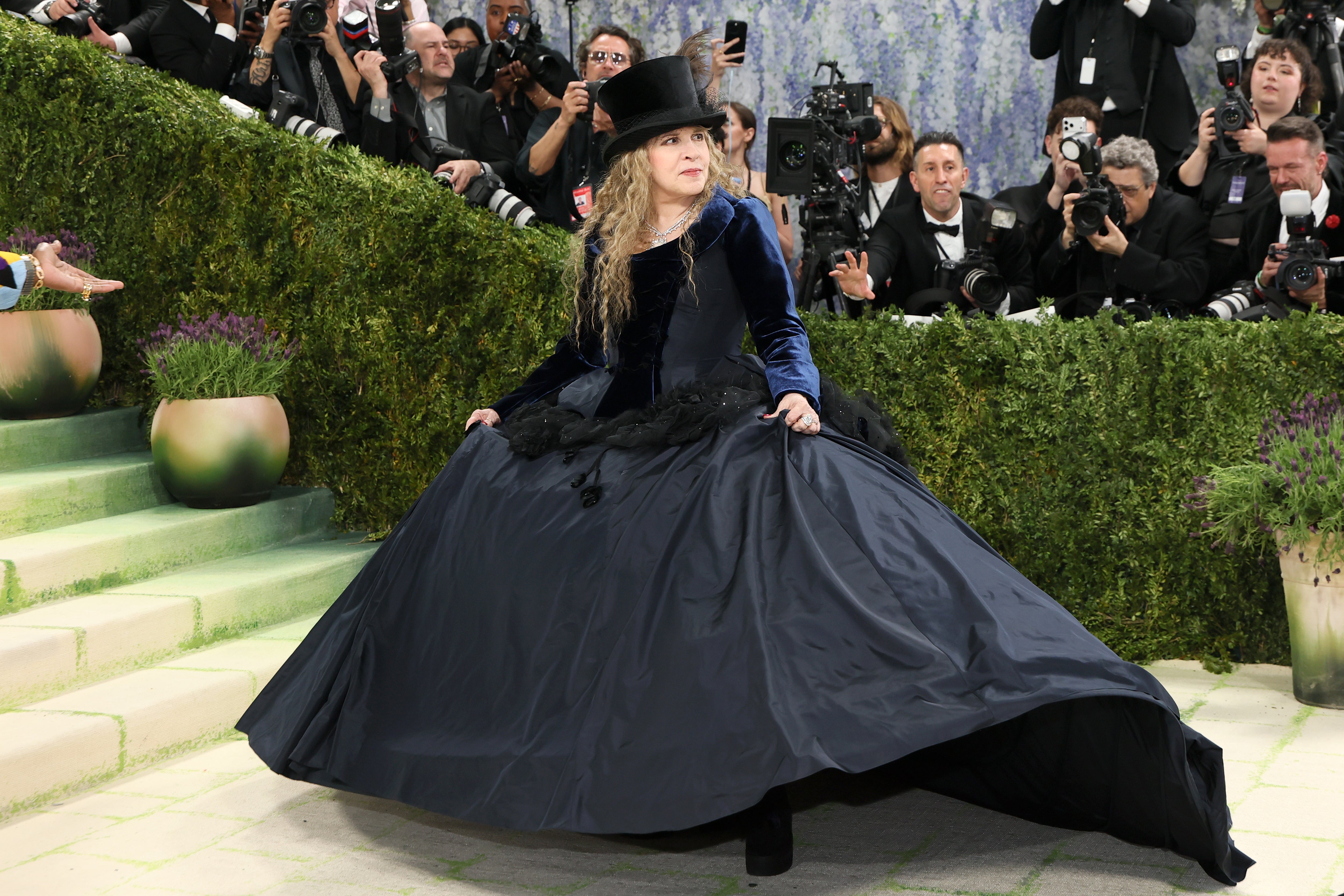 Stevie Nicks attended this year’s Met Gala in a custom look designed by John Galliano for Zara