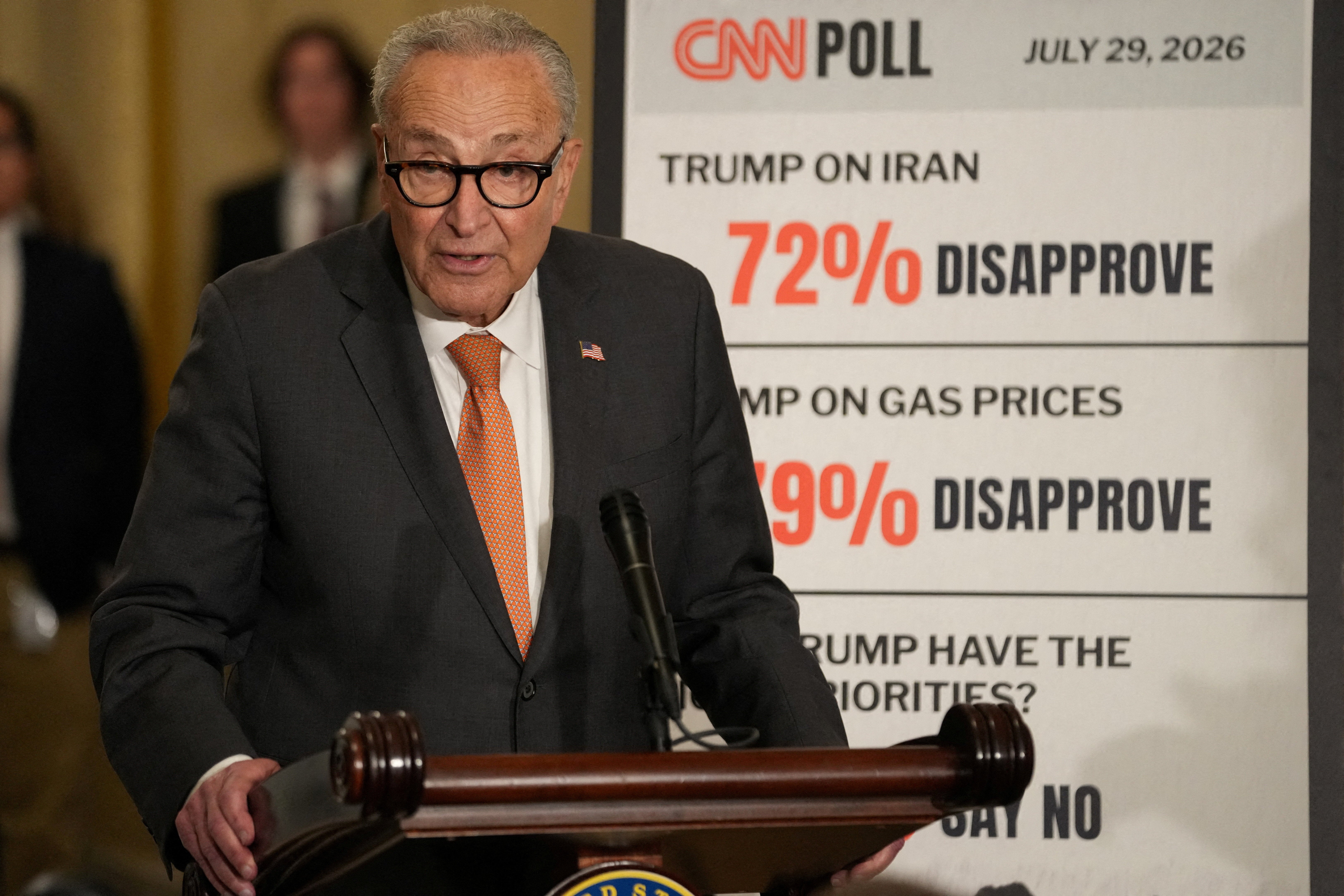 Senate minority leader Chuck Schumer. The Democratic Party is expected to make major gains during the 2026 midterms, though the DNC is well behind the Republicans on fundraising