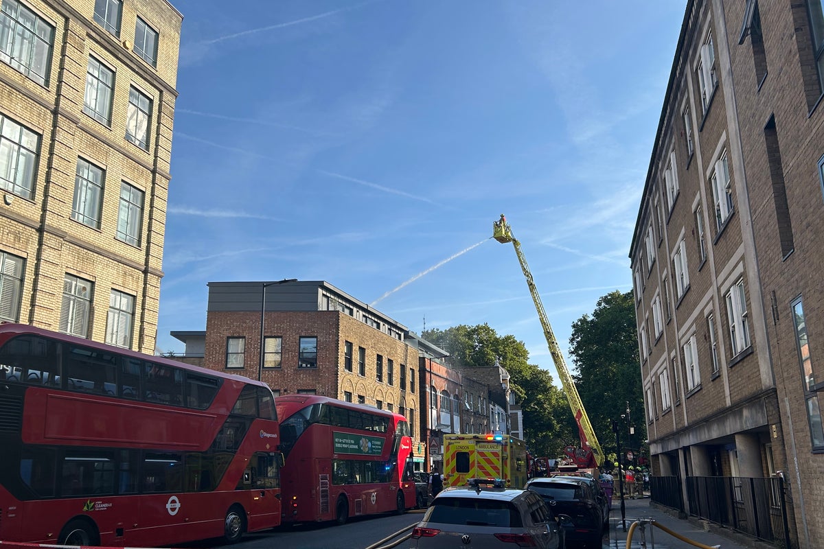 Smoke seen across central London after fire breaks out at flats in Shoreditch Smoke seen across central London after fire breaks out at flats in Shoreditch