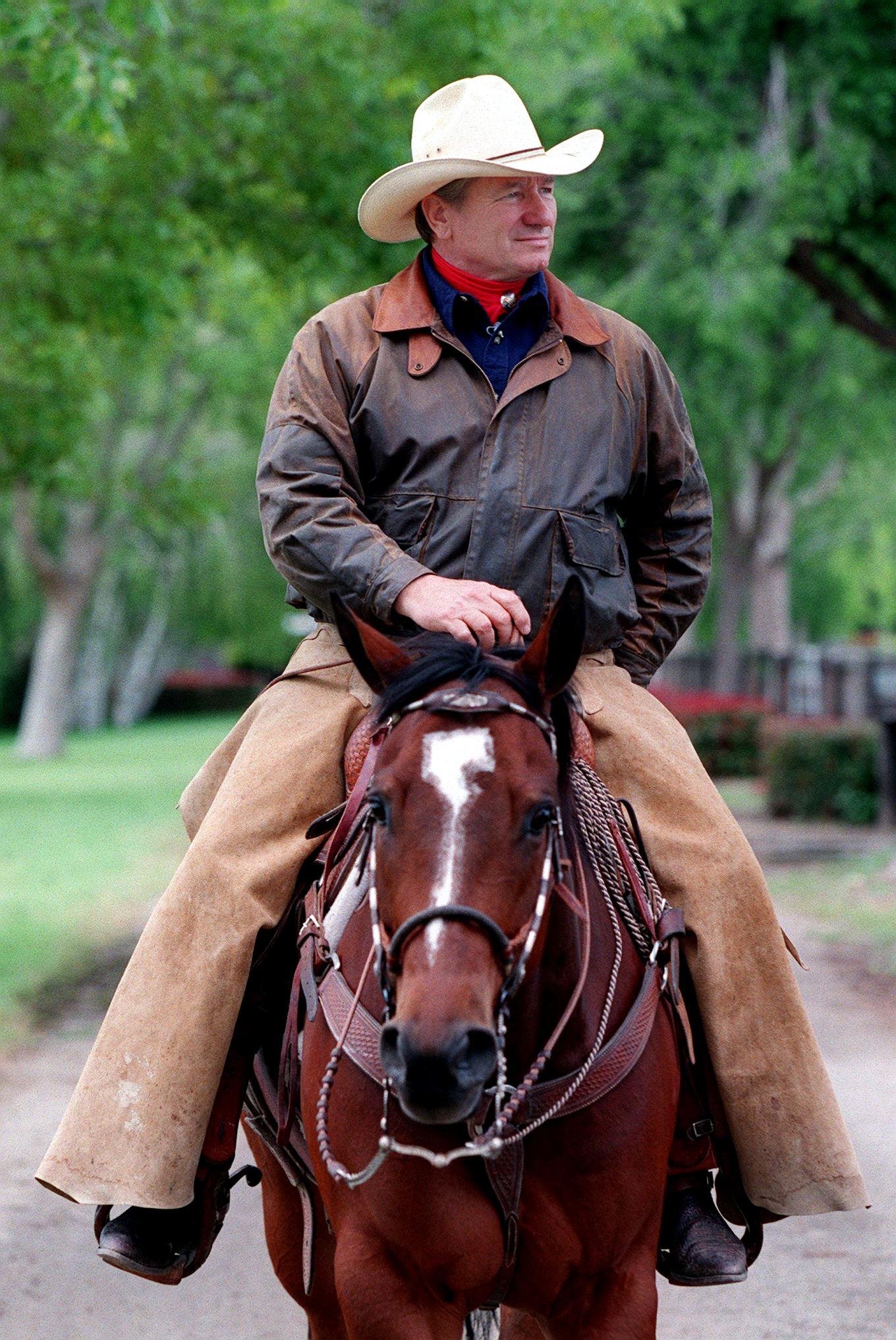Monty Roberts on horseback at Flag is Up farm (AFP/Getty)
