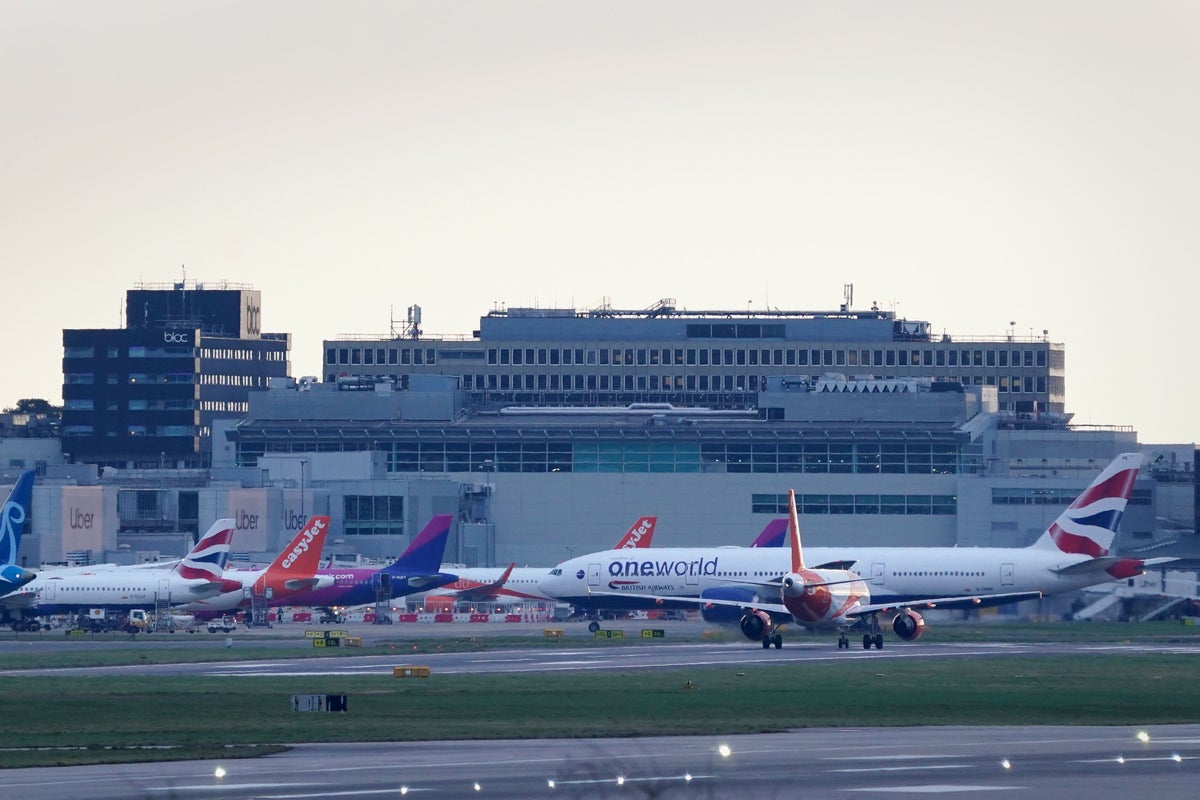 Man arrested on suspicion of arson after blaze damages Gatwick Airport car park
