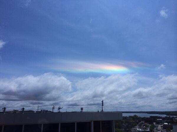 A fire rainbow is seen over Madison, Wisconsin, in May 2014. Fire rainbows have been seen in many states across the U.S.