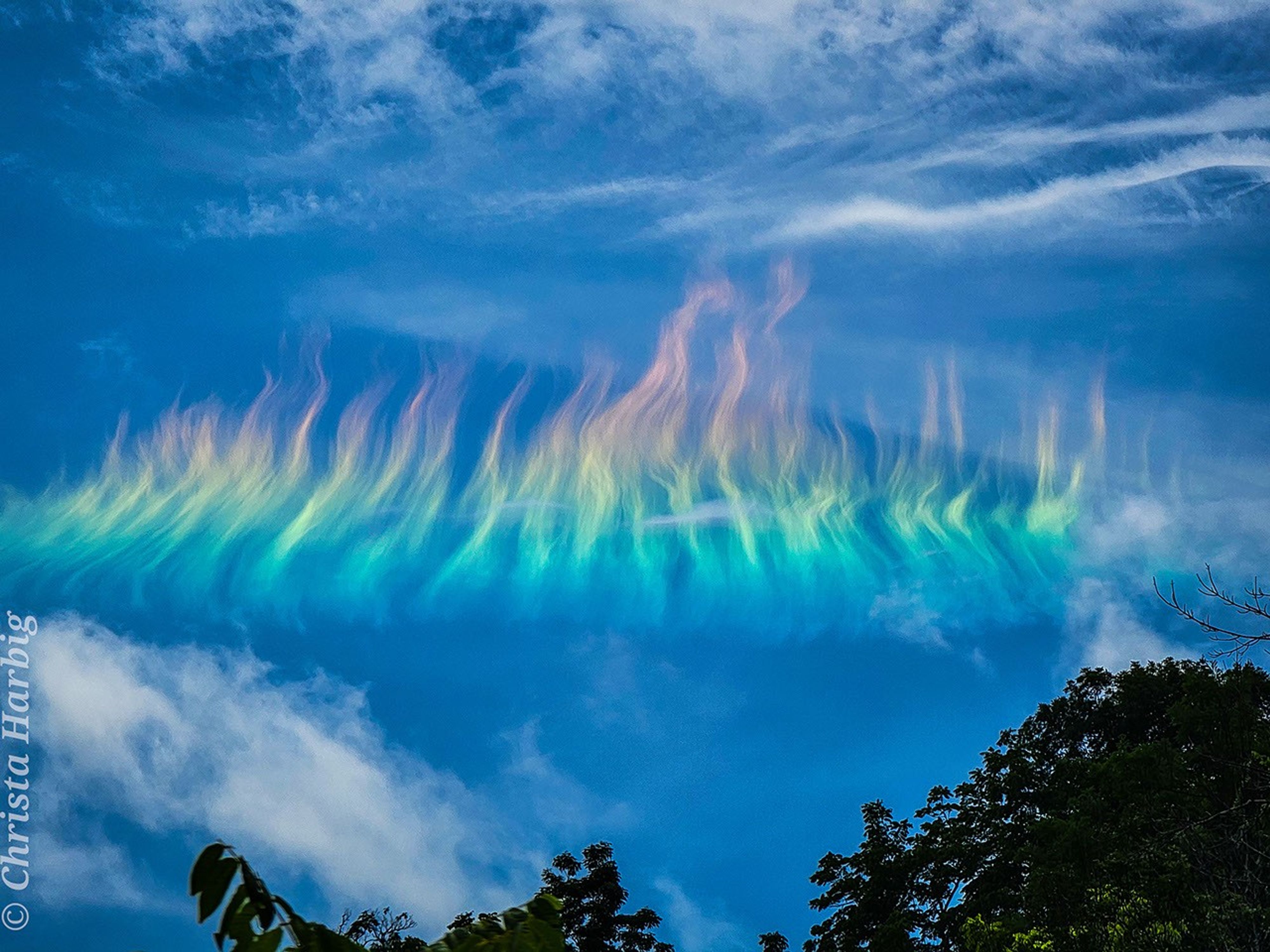 A fire rainbow appears in the sky near North Fork Mountain, West Virginia. But the stunning spectacle is not actually a rainbow or made of fire