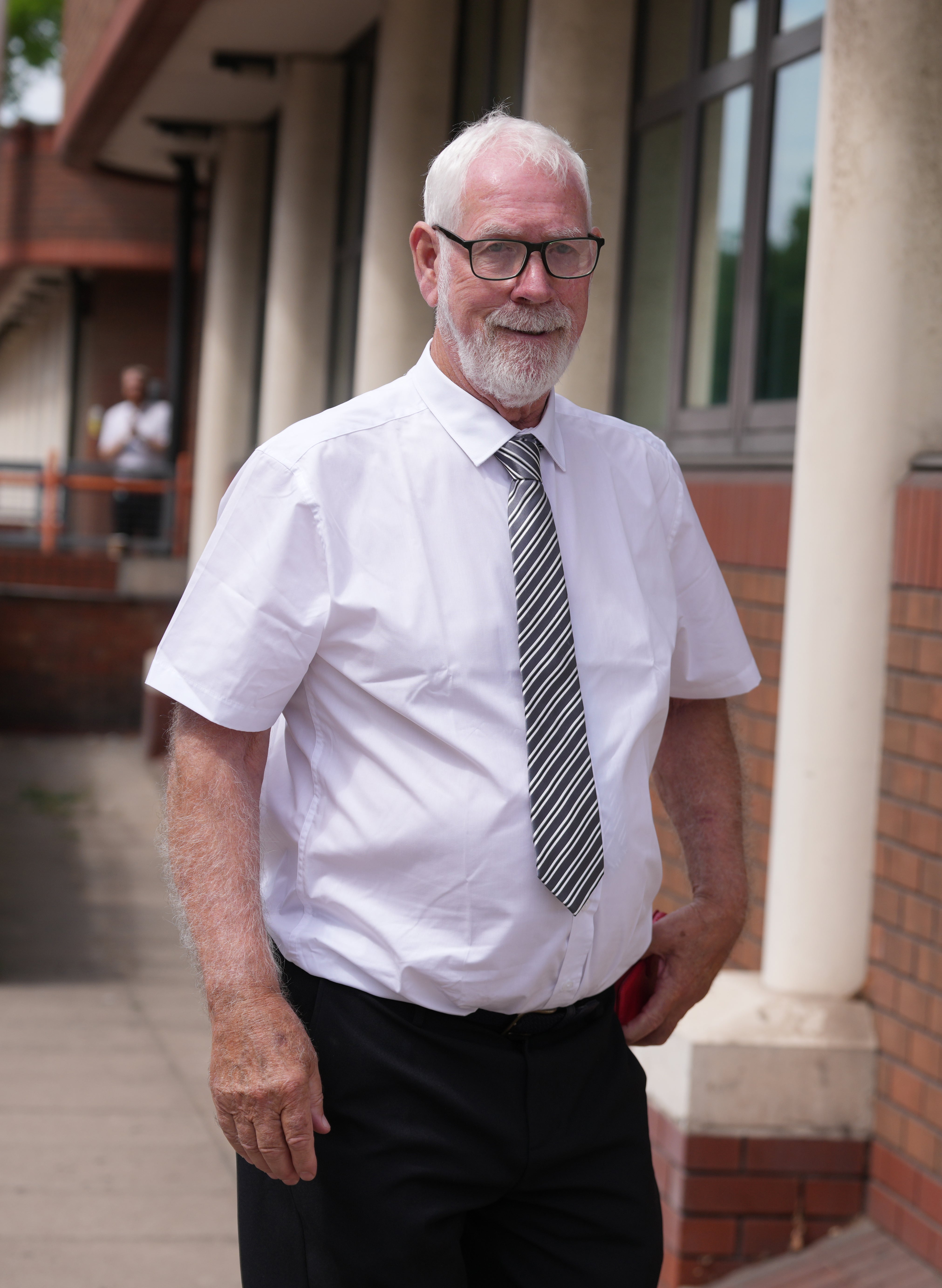 Gerry Duffy leaving Willesden Magistrates Court, north west London, where he admitted using motor oil and detergent to kill his neighbour's Koi carp.