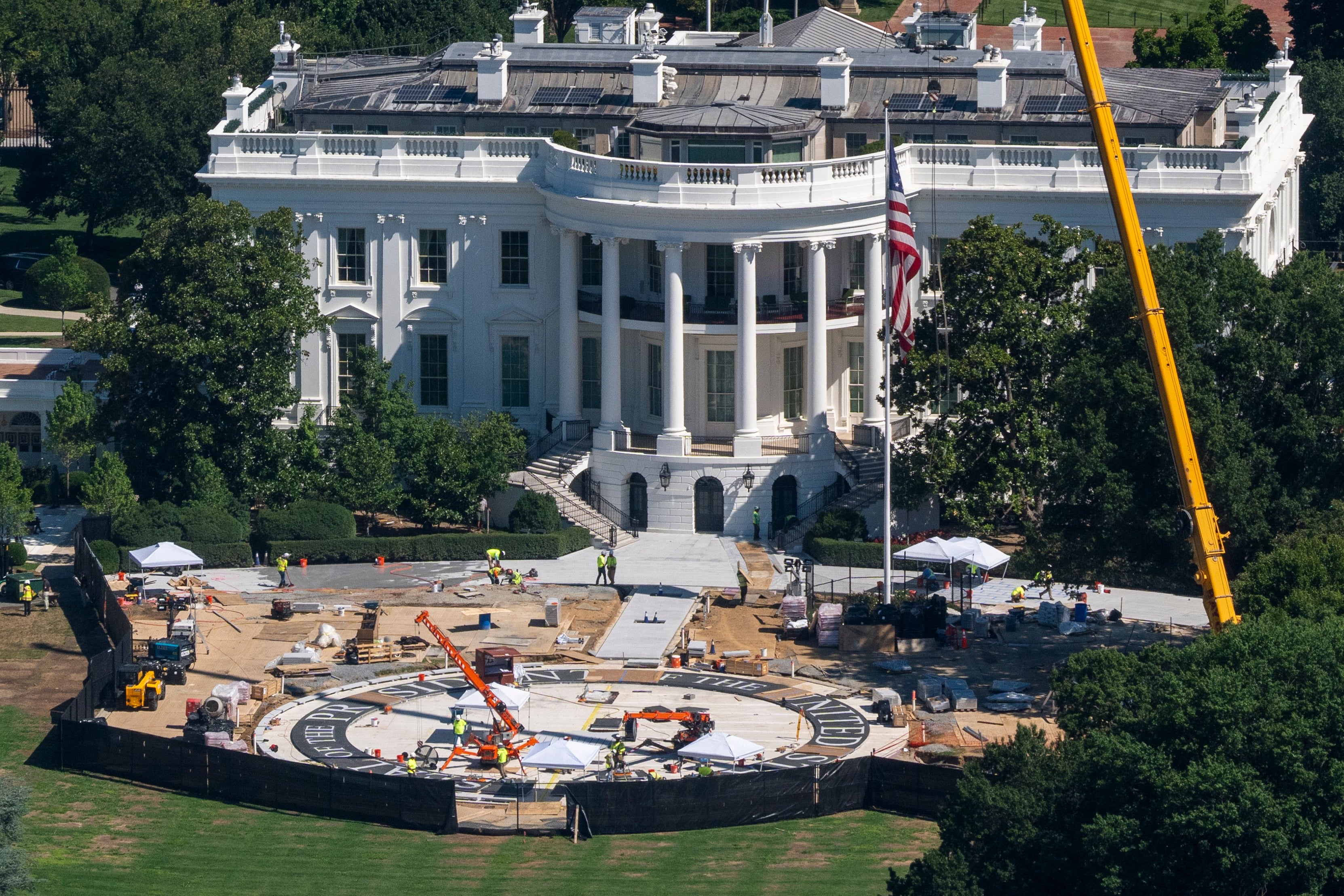 The helipad, which is expected to be paid for by Lockheed Martin, is among several White House construction projects that have transformed the executive mansion in recent weeks, including a UFC fight ring and demolition of the East Wing for a ballroom (AP)