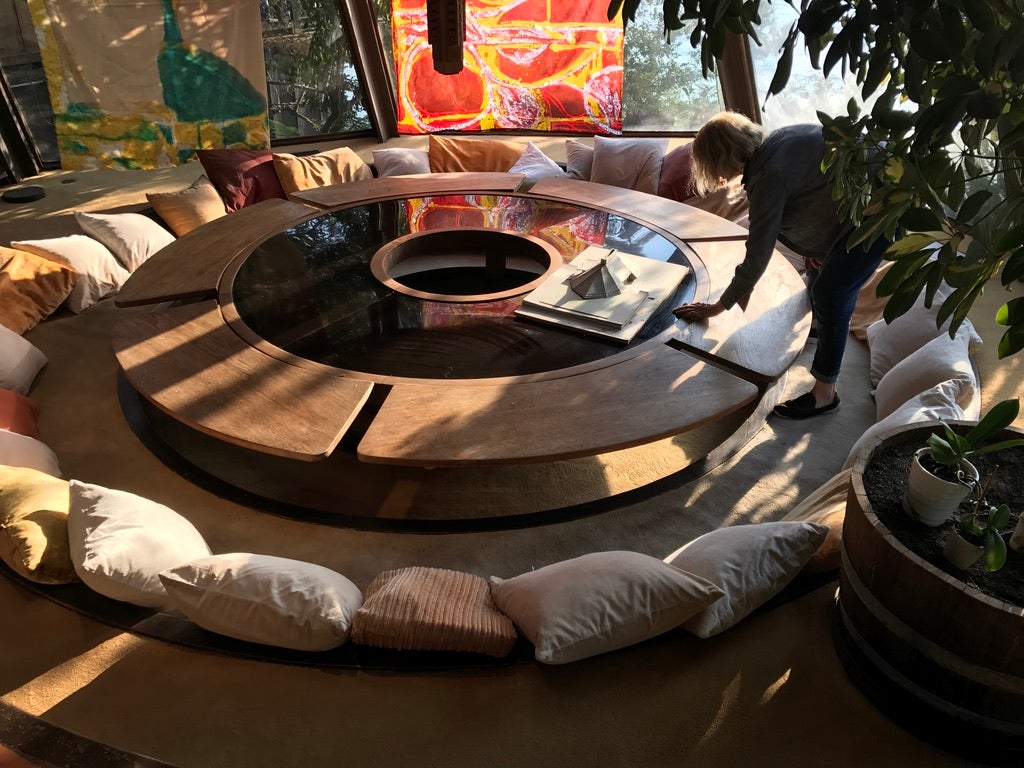 Carrie remembers family gathering around a conversation pit that turned into a sunken, circular dining table, for ‘every birthday, holiday and celebration’ in the home (Carrie Brooks)