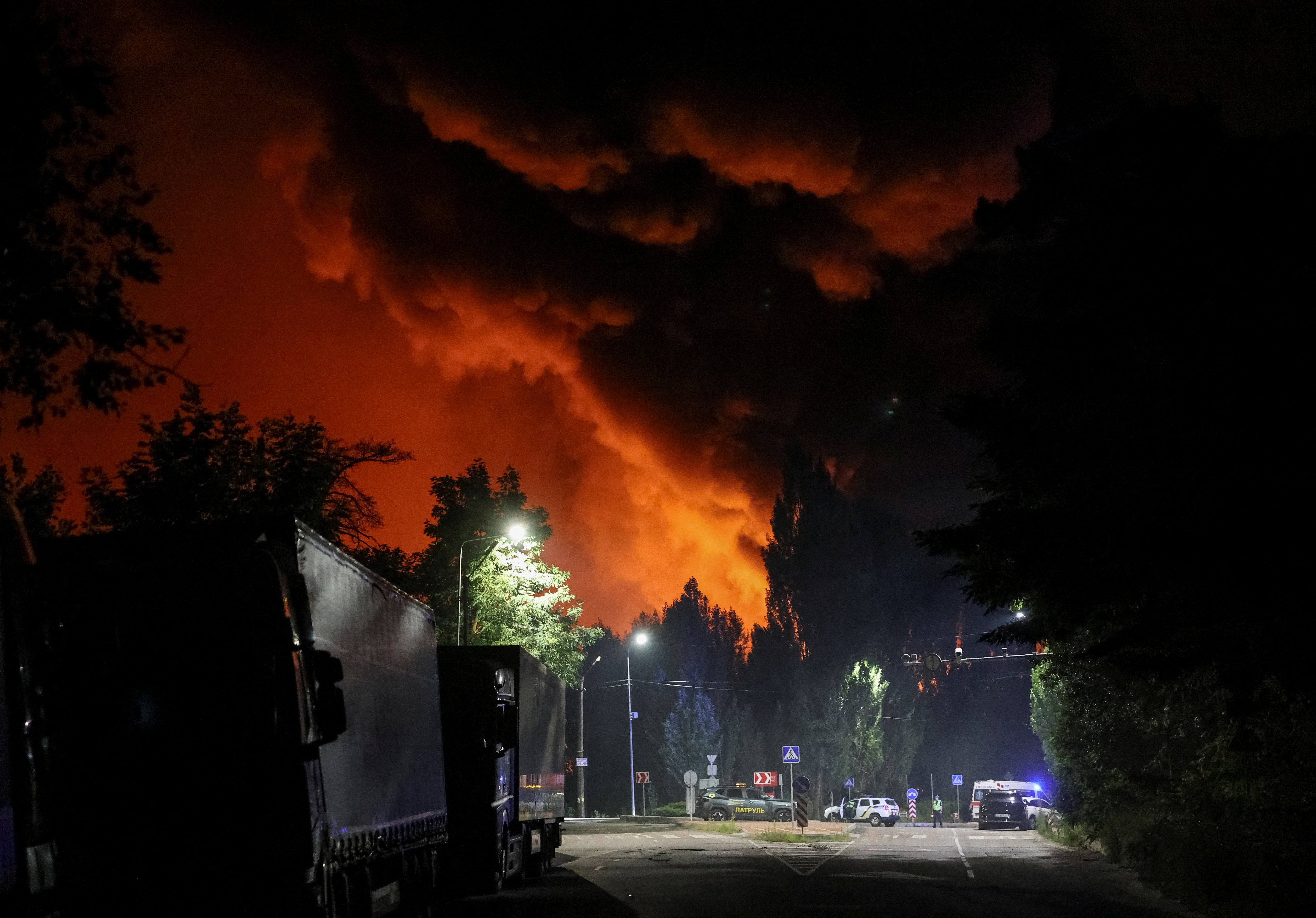 Smoke rises in the sky at a site of a Russian missile strike in Kyiv (Reuters)