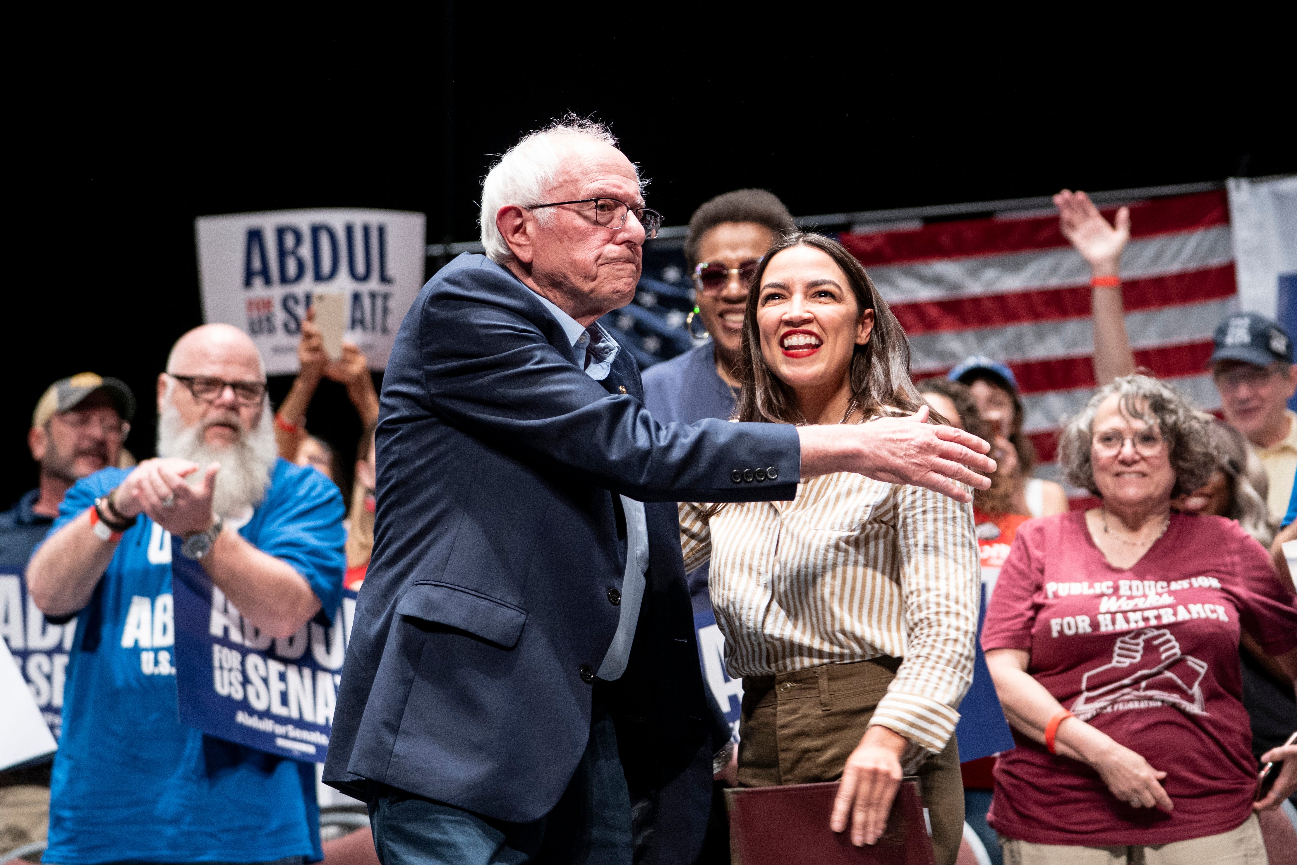 That divide was laid bare by the two candidates' heavy-hitting backers: Sen. Bernie Sanders supported El-Sayed, while Senate Minority Leader Chuck Schumer was behind Stevens (Getty)