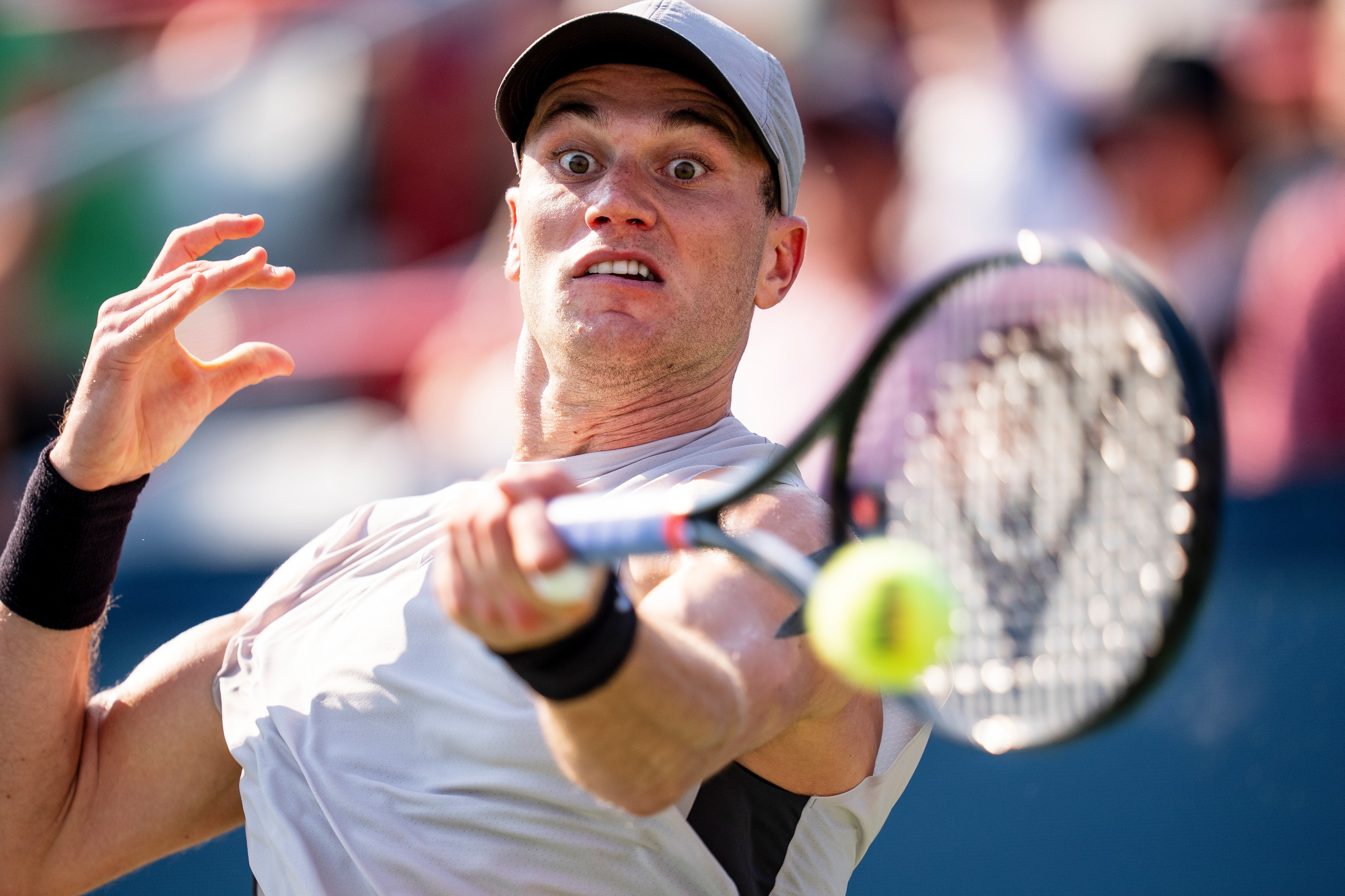 Jack Draper strikes a forehand (Christopher Katsarov/The Canadian Press via AP) (AP)