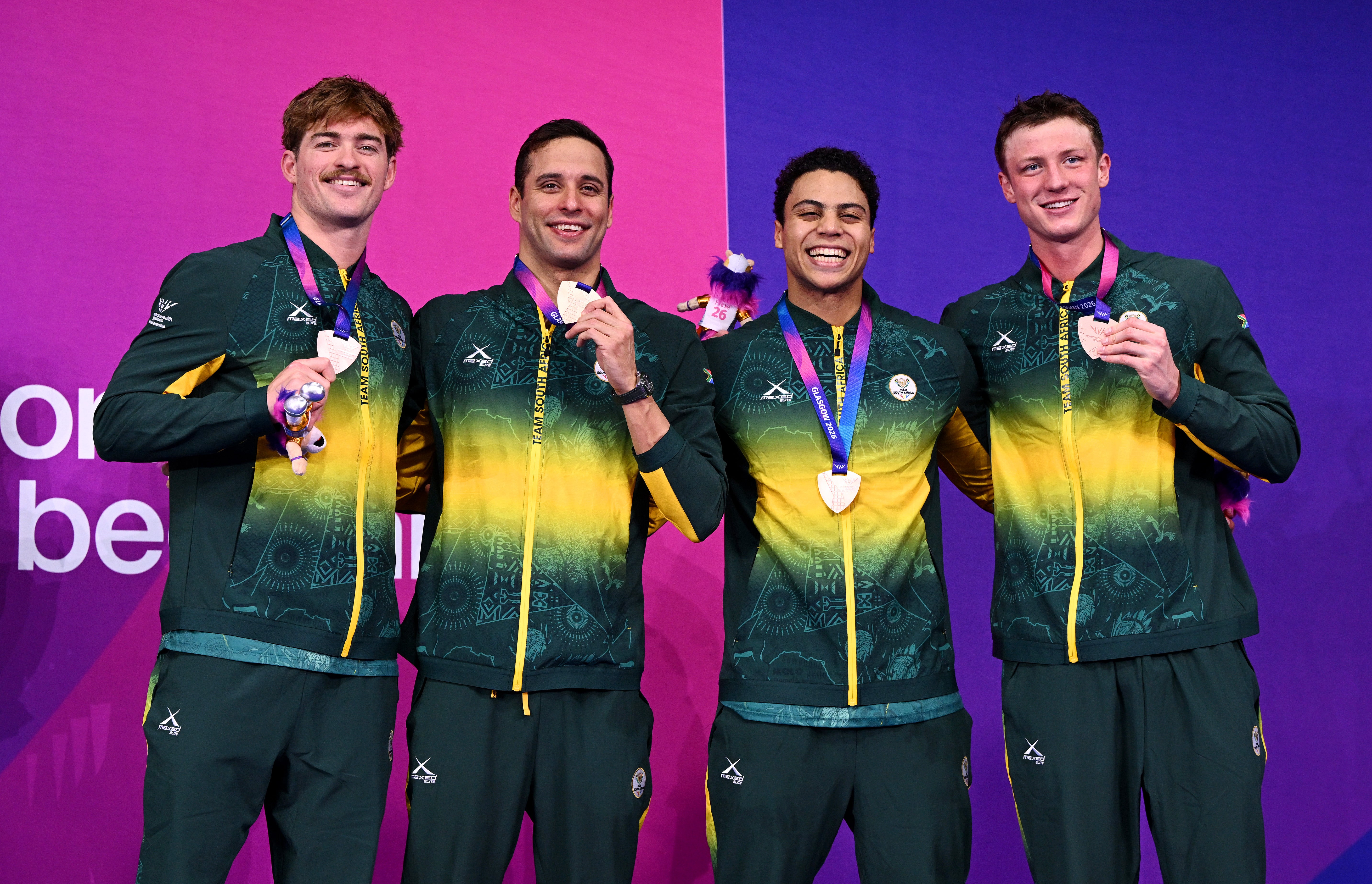 Le Clos (second left) won his 21st Commonwealth Games medal in Glasgow