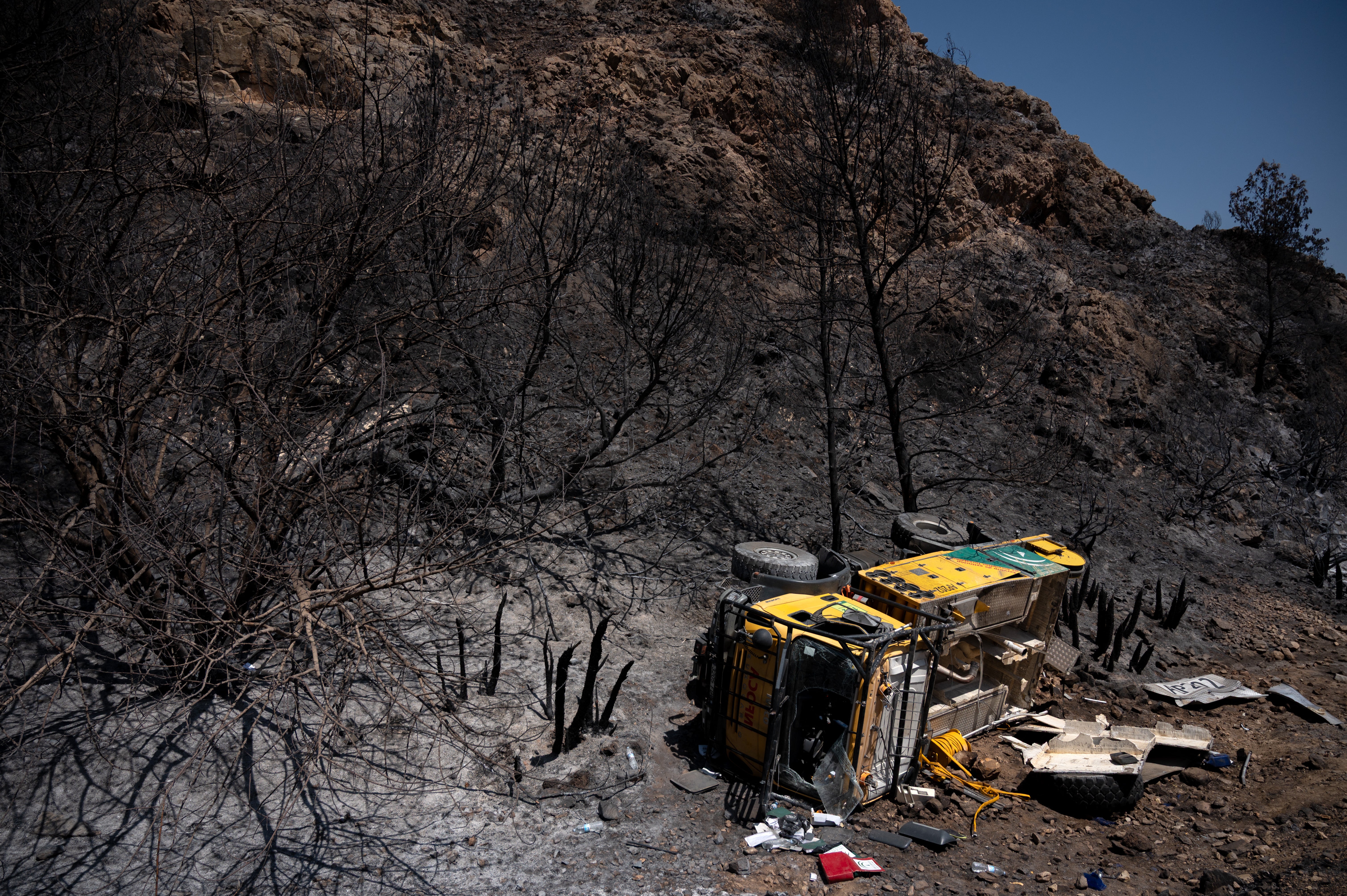 Huge swathes of the landscape were burnt in the wildfire in Bedar, near Almeria