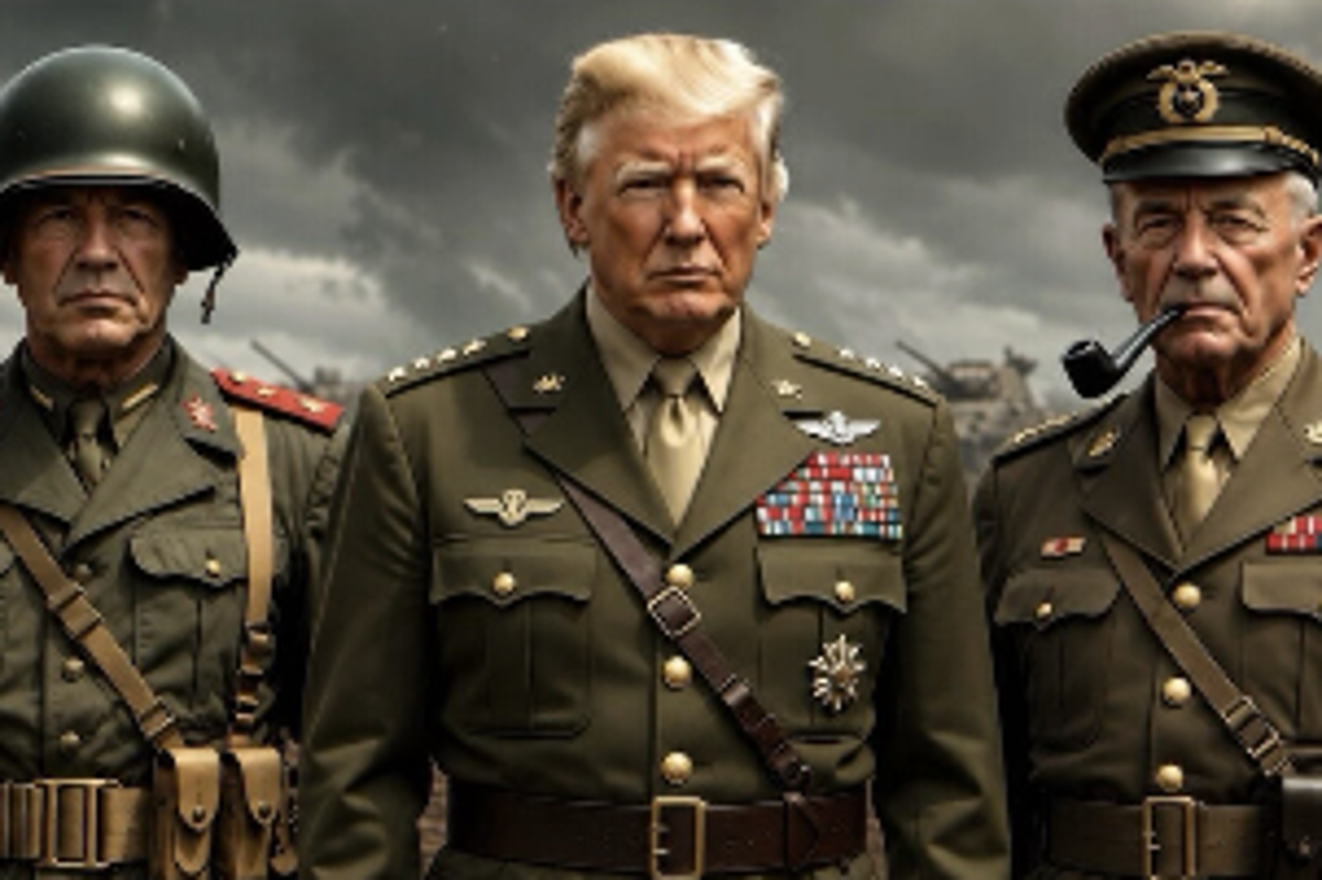 Kemik mahmuzları nedeniyle askerlikten çıkan ünlü Trump, kendisinin bir general olarak imajını paylaşıyor
