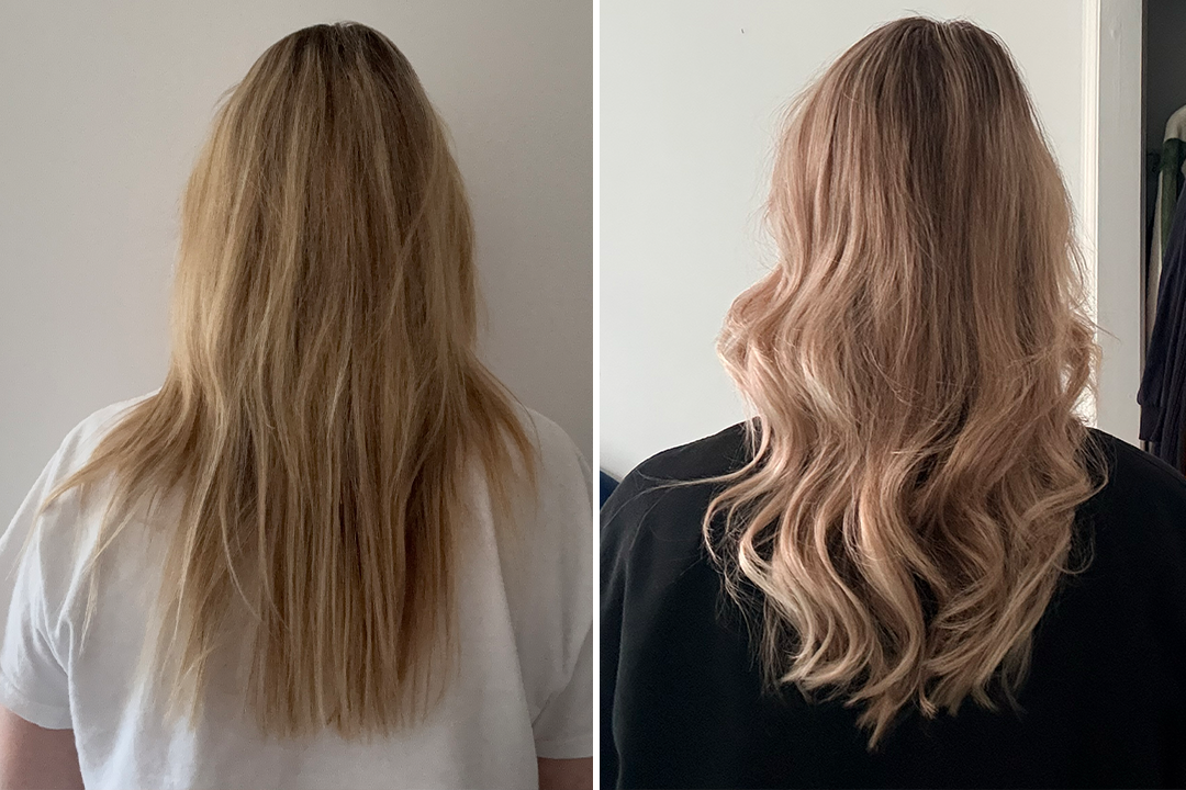 Before and after using the Water2Skin shower filter (Louise Whitbread/The Independent)