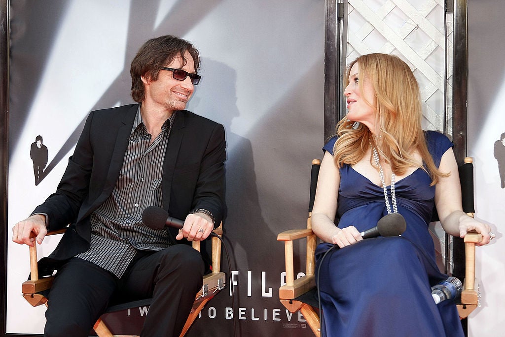 Duchovny and Anderson, pictured promoting the film in 2008 (Getty Images)